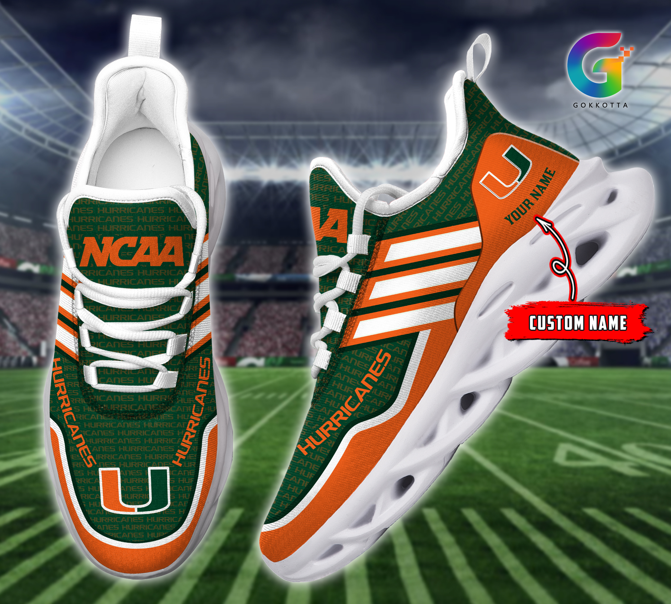 JWFancy Miami Hurricanes NCAA Max Soul Shoes Sneakers For Men And Women