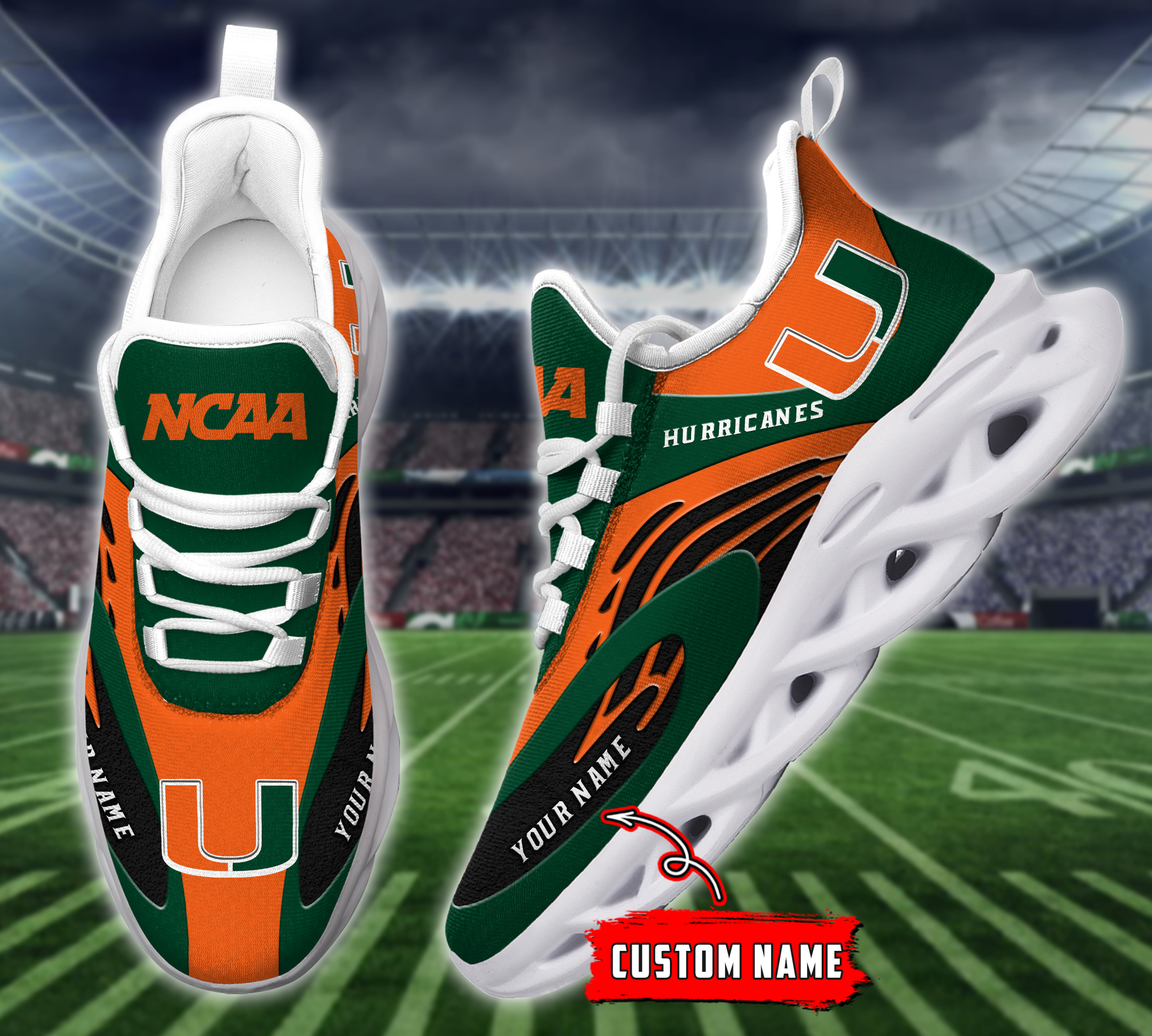 JWFancy Miami Hurricanes NCAA Max Soul Shoes Sneakers For Men And Women