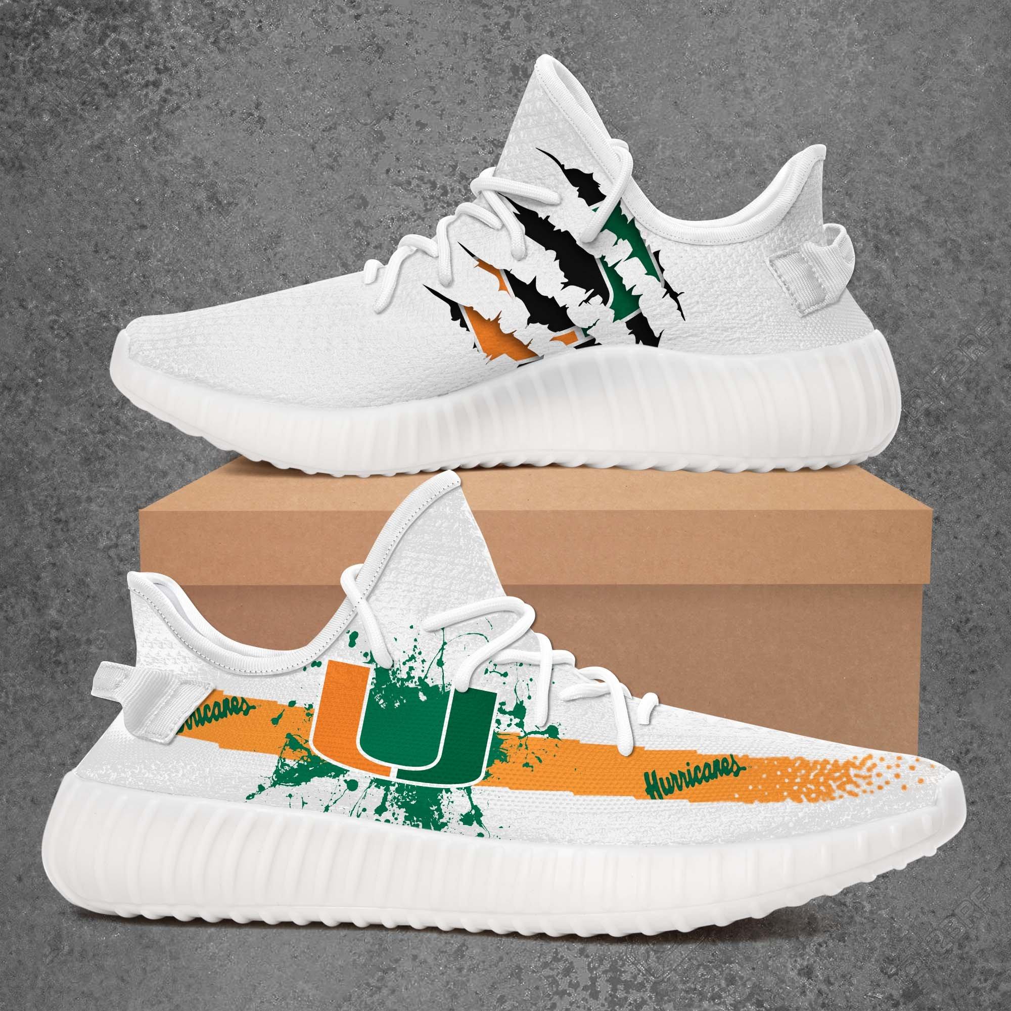 JWFancy Miami Hurricanes Yeezy Boost Shoes For Men And Women