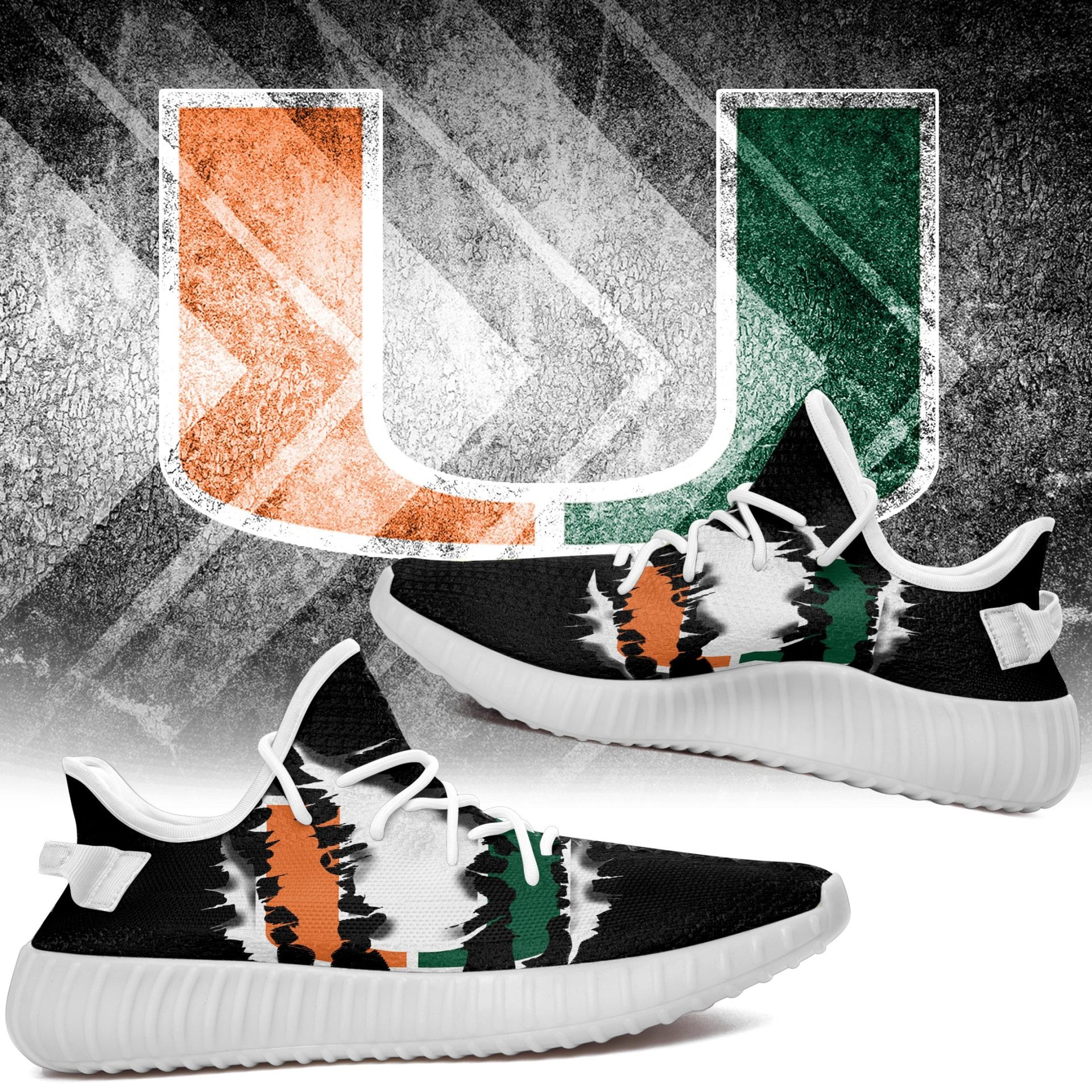 JWFancy Miami Hurricanes Yeezy Boost Shoes For Men And Women