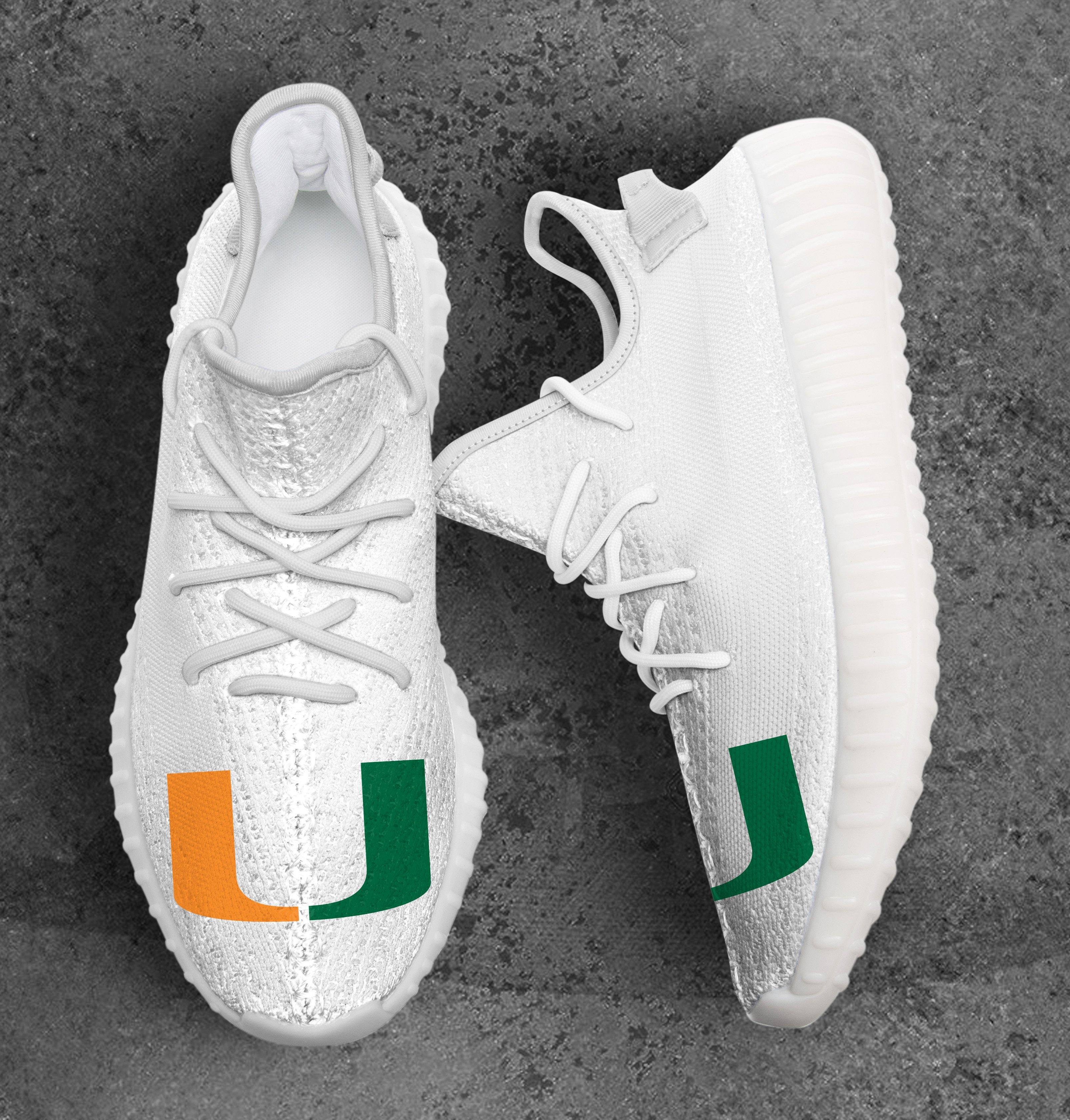 JWFancy Miami Hurricanes Yeezy Boost Shoes For Men And Women