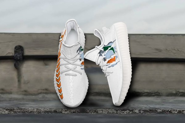 JWFancy Miami Hurricanes Yeezy Boost Shoes For Men And Women