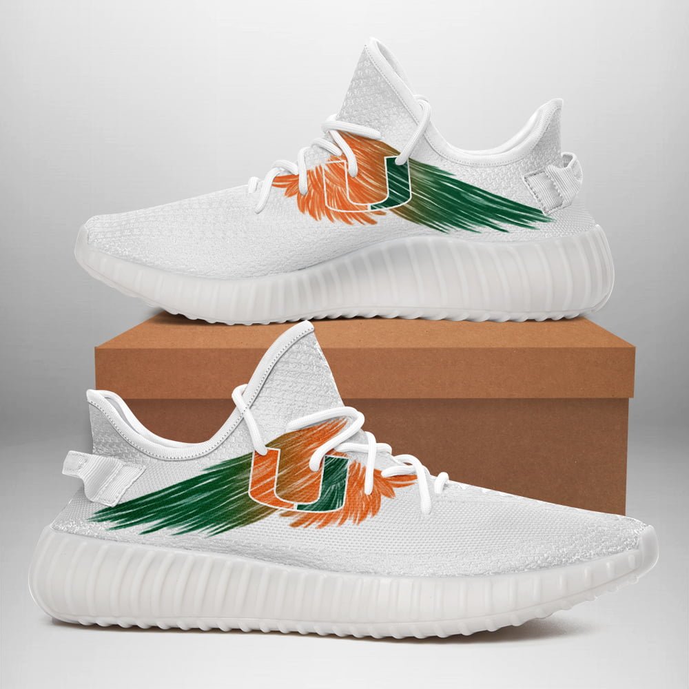 JWFancy Miami Hurricanes Yeezy Boost Shoes For Men And Women