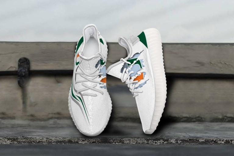 JWFancy Miami Hurricanes Yeezy Boost Shoes For Men And Women