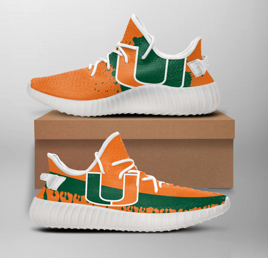 JWFancy Miami Hurricanes Yeezy Boost Shoes For Men And Women