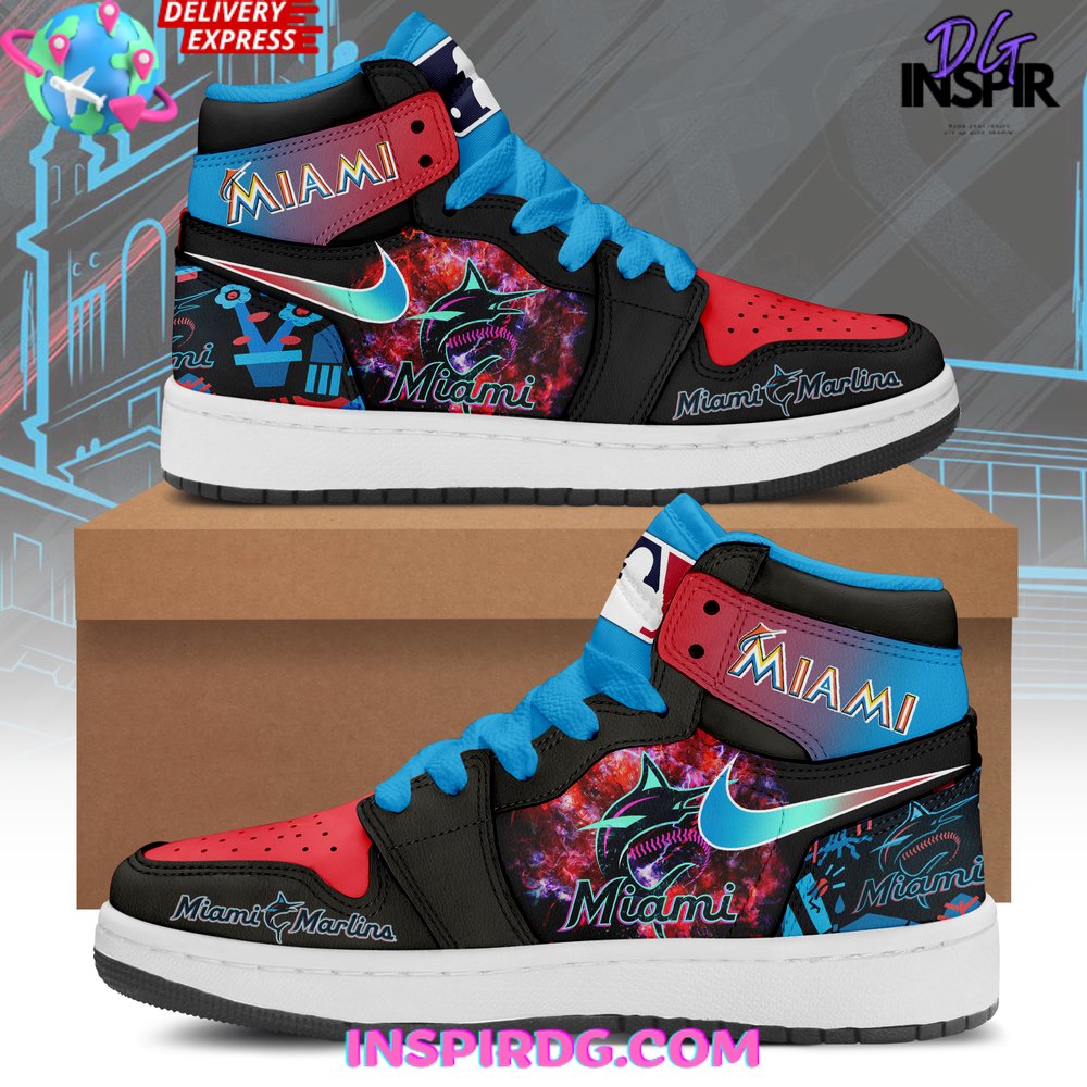 JWFancy Miami Marlins AJ1 High Sneakers Shoes For Men And Women