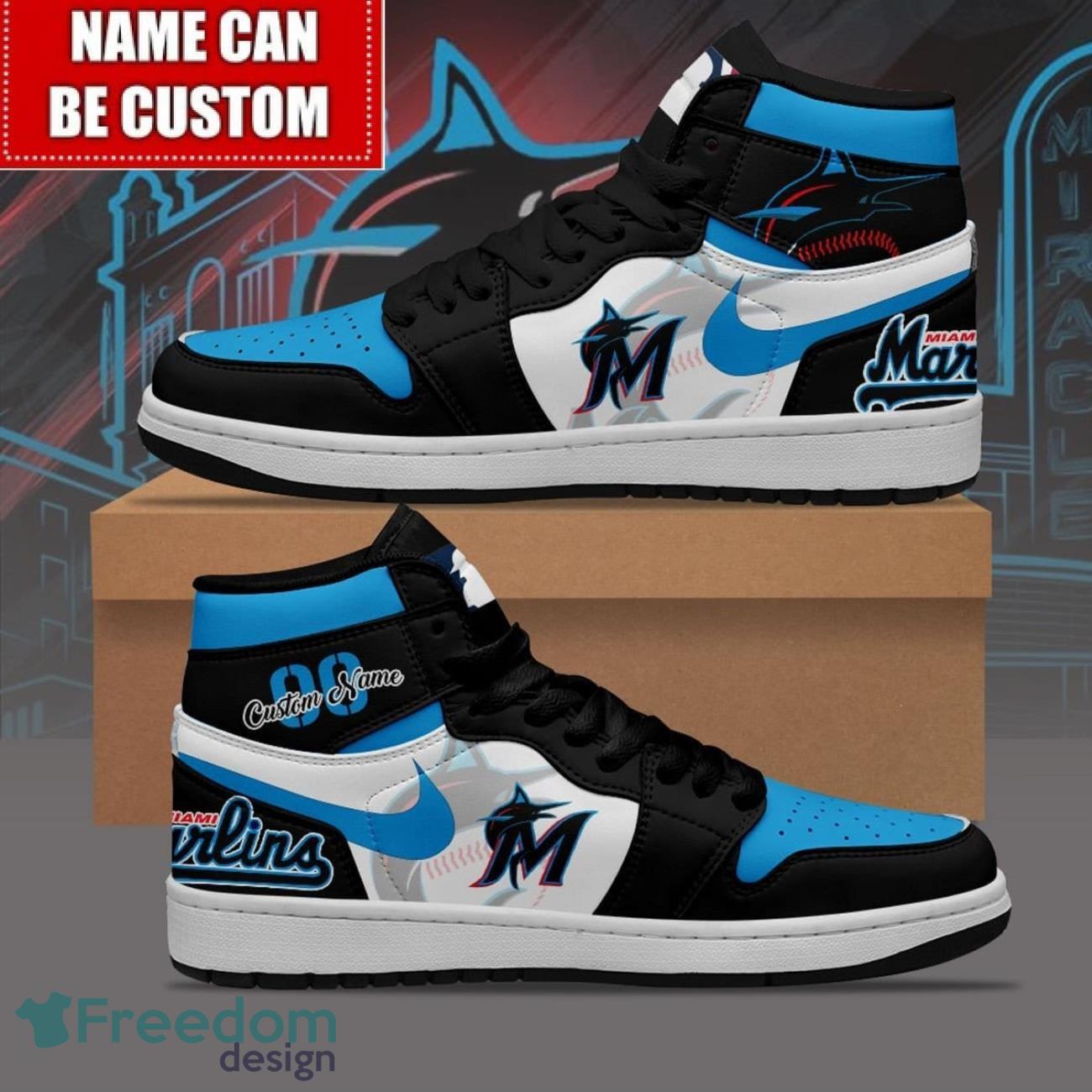 JWFancy Miami Marlins AJ1 High Sneakers Shoes For Men And Women