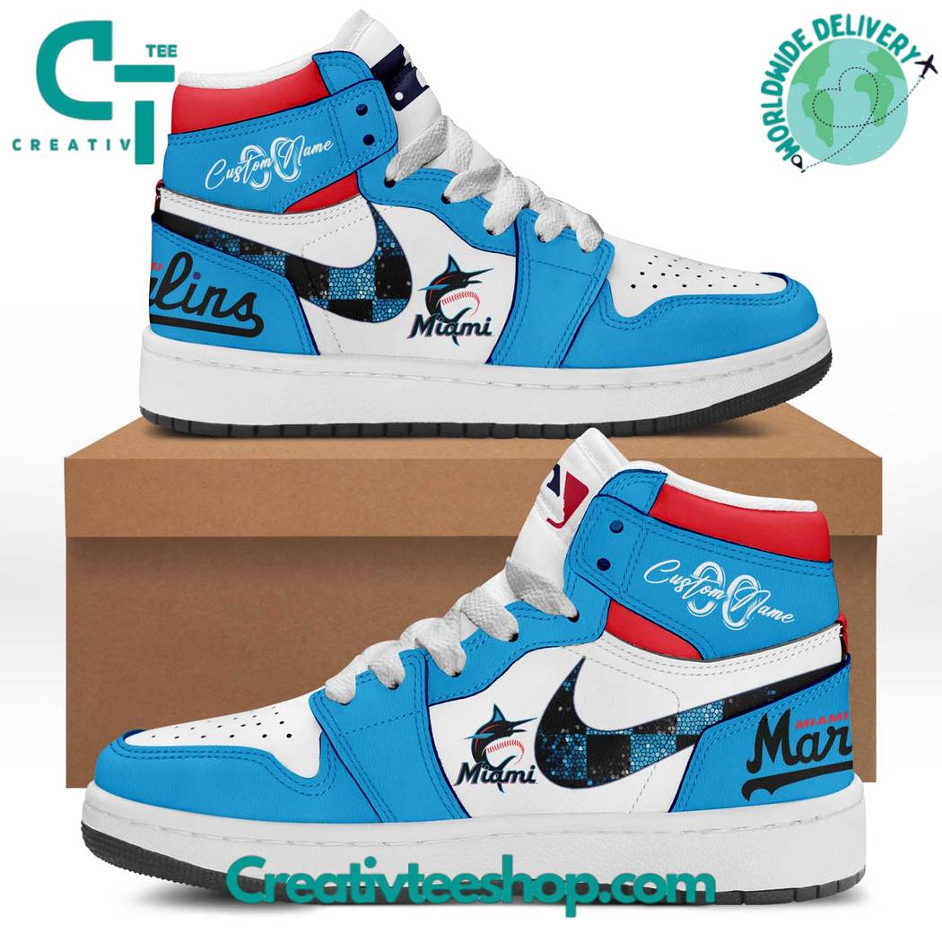 JWFancy Miami Marlins AJ1 High Sneakers Shoes For Men And Women