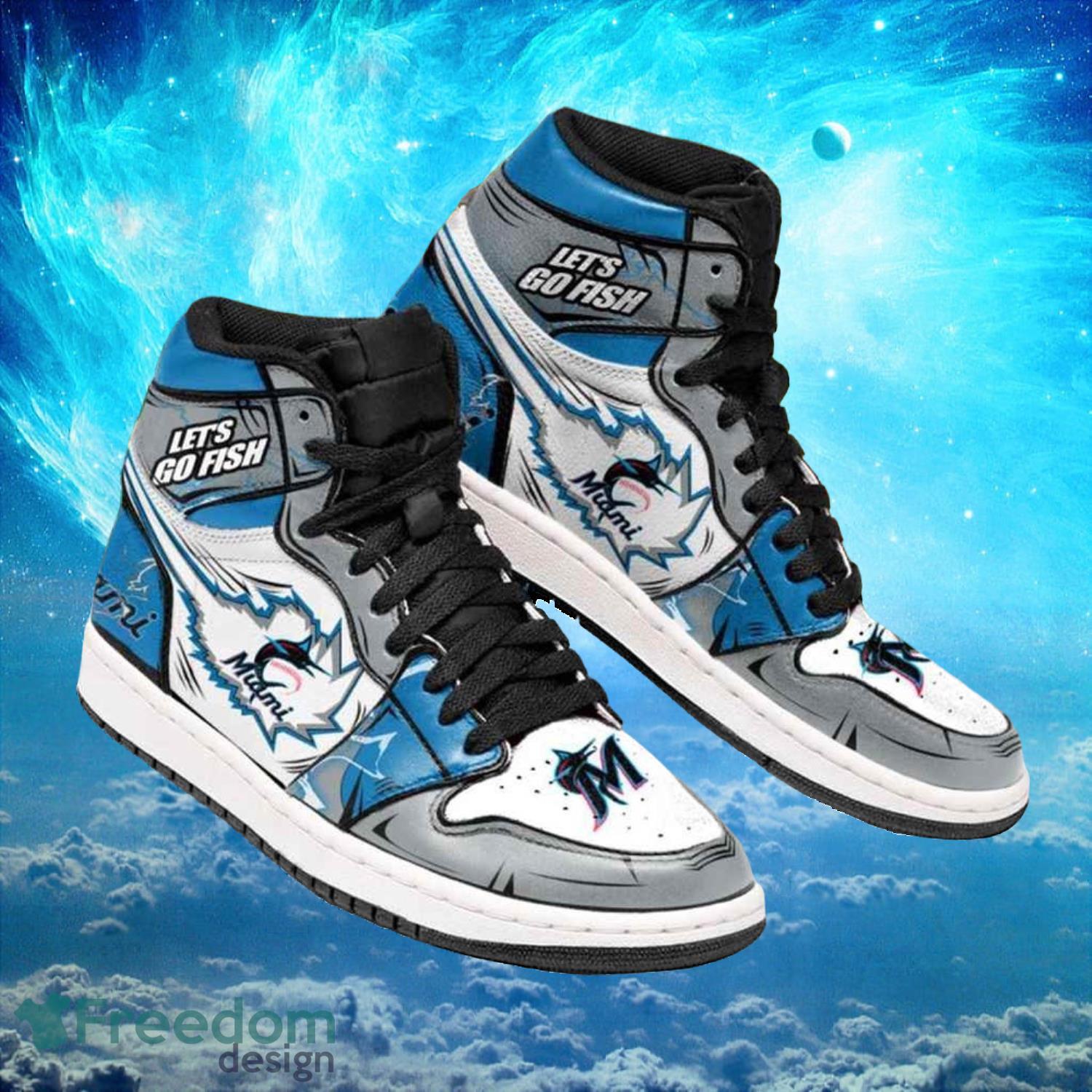 JWFancy Miami Marlins AJ1 High Sneakers Shoes For Men And Women