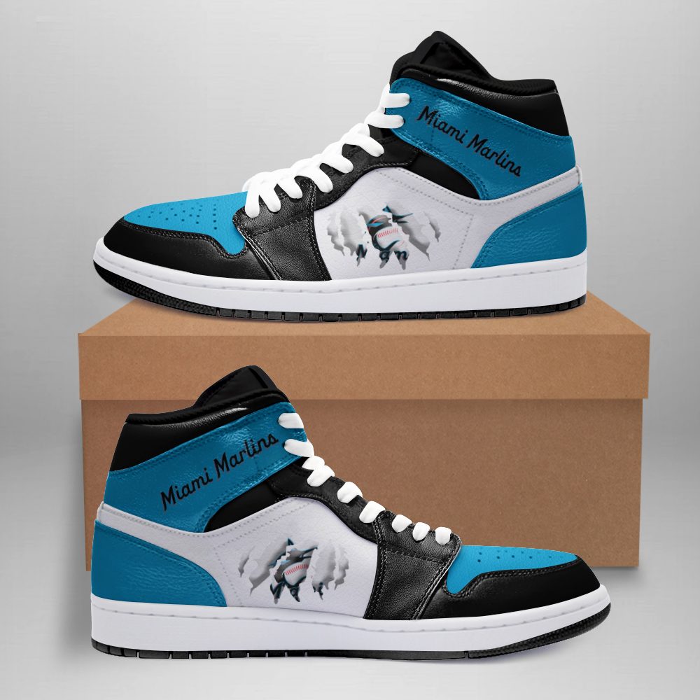 JWFancy Miami Marlins AJ1 High Sneakers Shoes For Men And Women