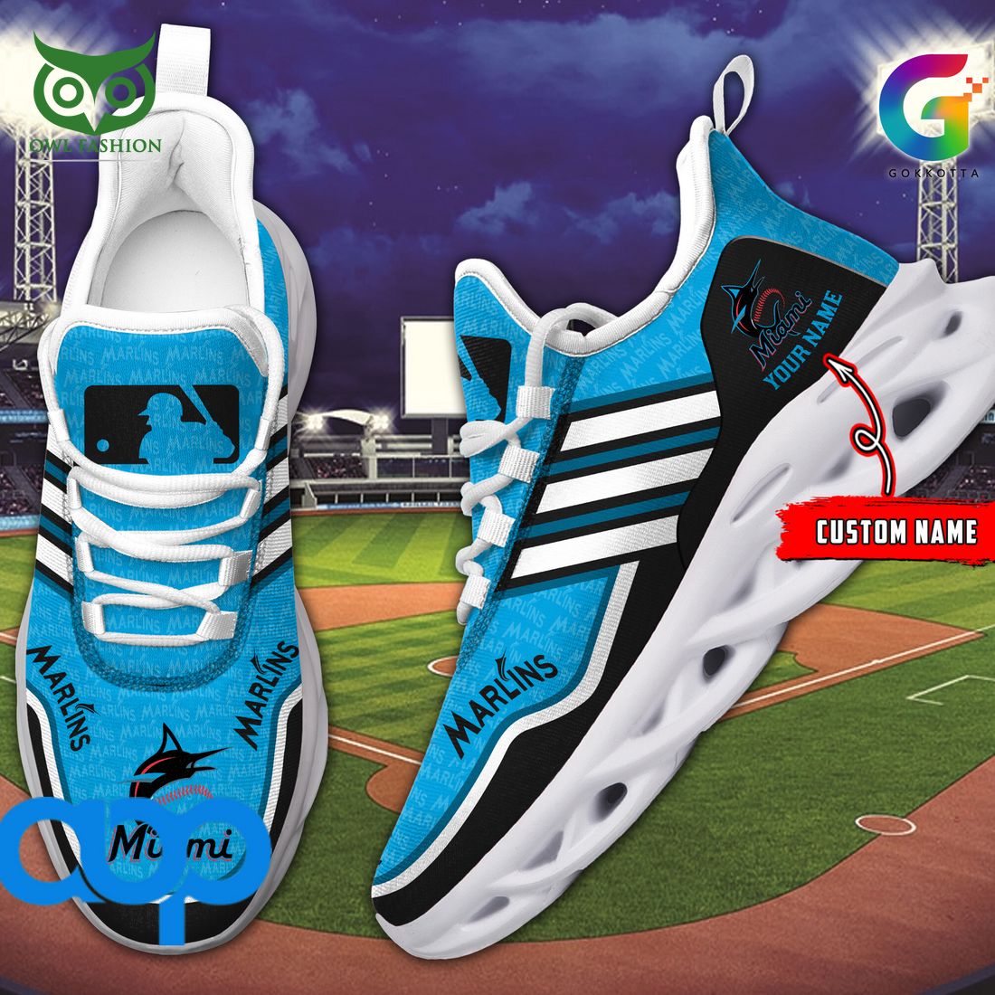 JWFancy Miami Marlins Max Soul Shoes Sneakers For Men And Women