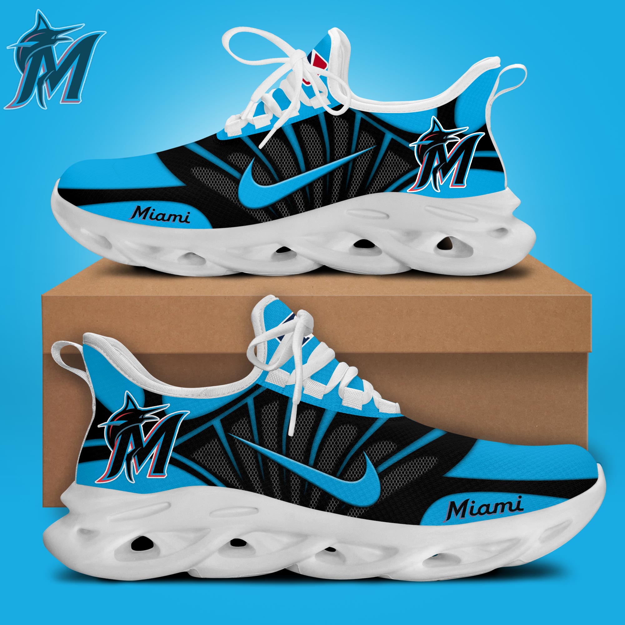 JWFancy Miami Marlins Max Soul Shoes Sneakers For Men And Women