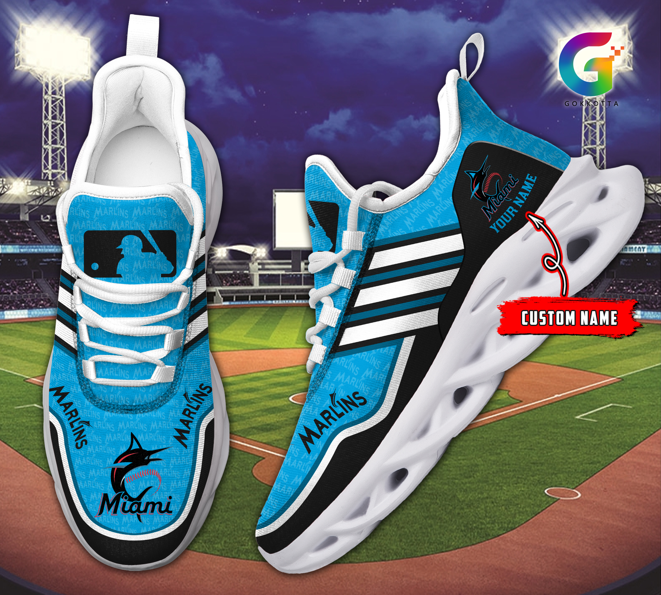 JWFancy Miami Marlins MLB Max Soul Shoes Sneakers For Men And Women