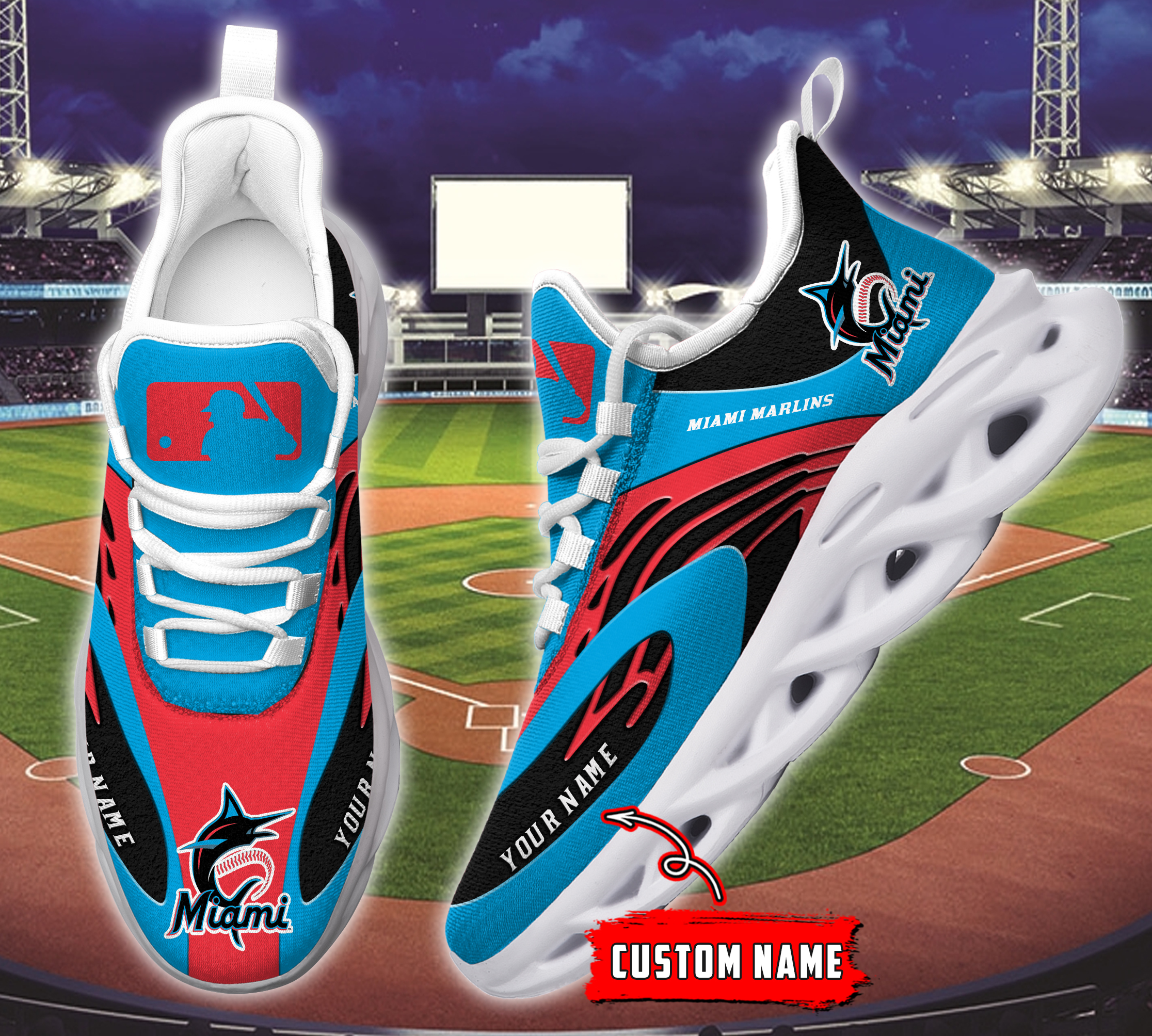 JWFancy Miami Marlins MLB Max Soul Shoes Sneakers For Men And Women