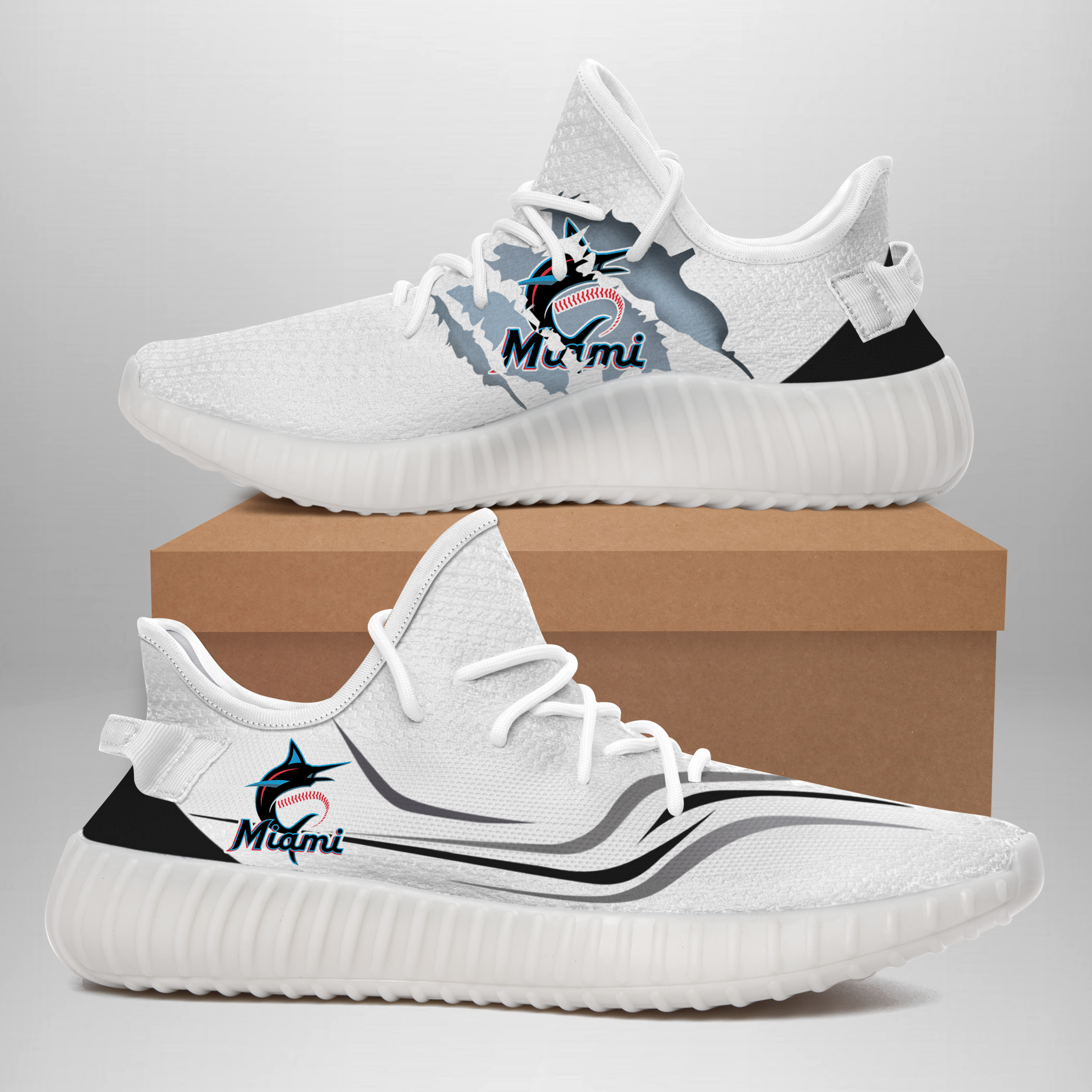 JWFancy Miami Marlins Yeezy Boost Shoes For Men And Women