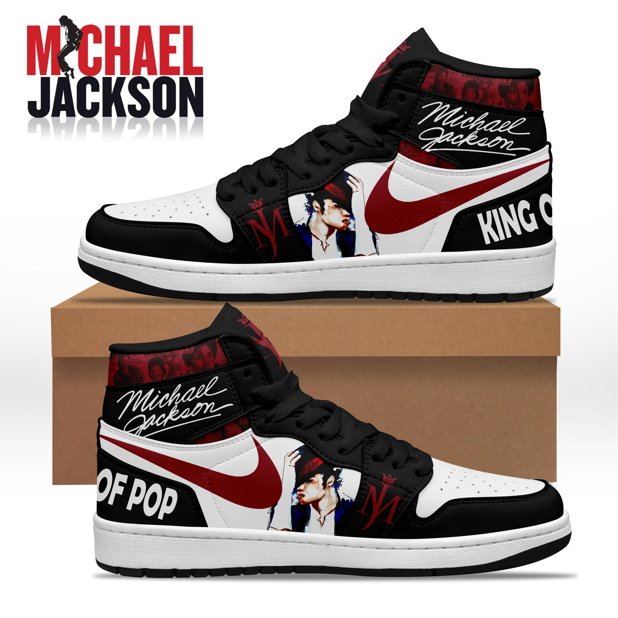 JWFancy Michael Jackson AJ1 High Sneakers Shoes For Men And Women