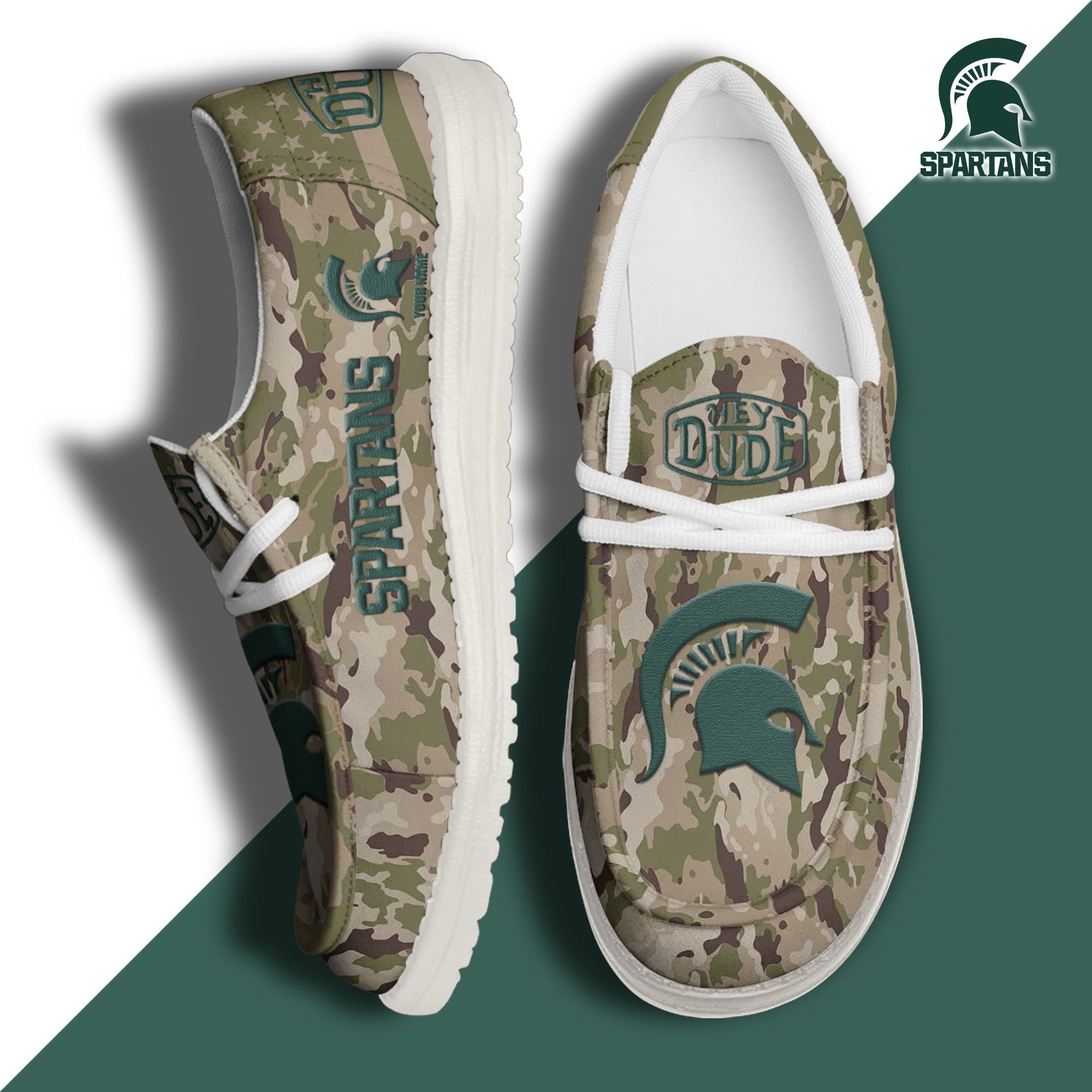 JWFancy Michigan State Spartans Hey Dude Shoes Wally Men's Lace Up Loafers Comfortable For Men And Women
