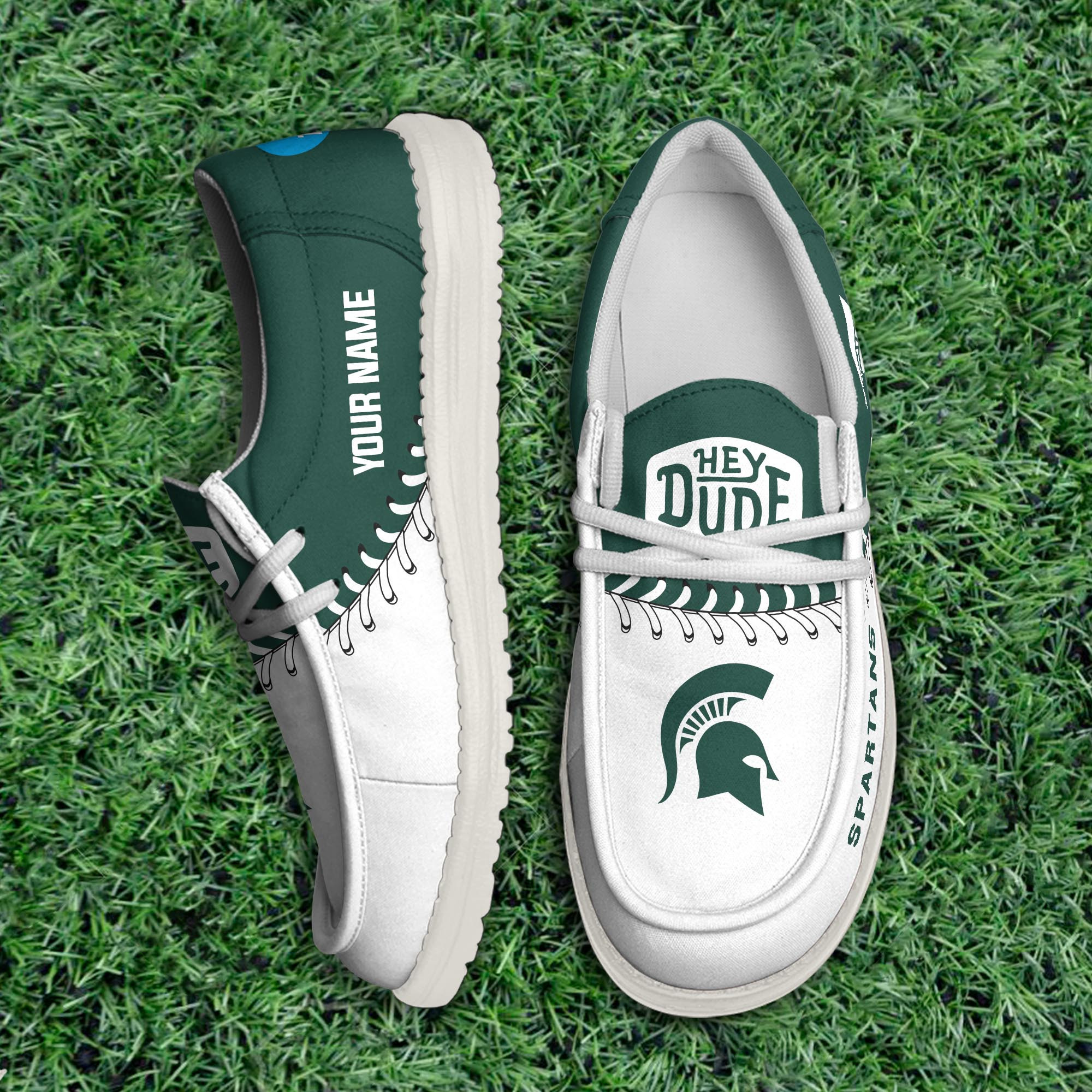 JWFancy Michigan State Spartans Hey Dude Shoes Wally Men's Lace Up Loafers Comfortable For Men And Women