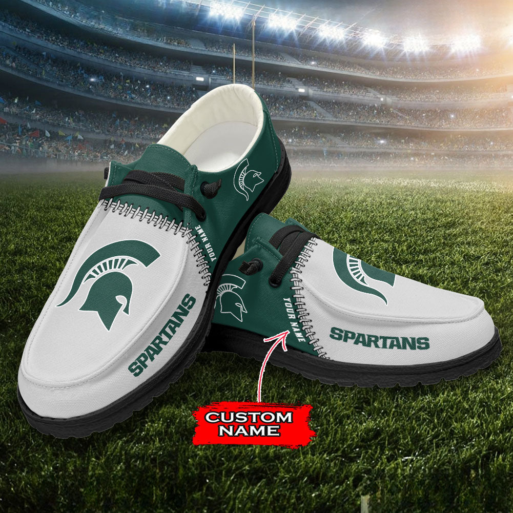 JWFancy Michigan State Spartans Hey Dude Shoes Wally Men's Lace Up Loafers Comfortable For Men And Women