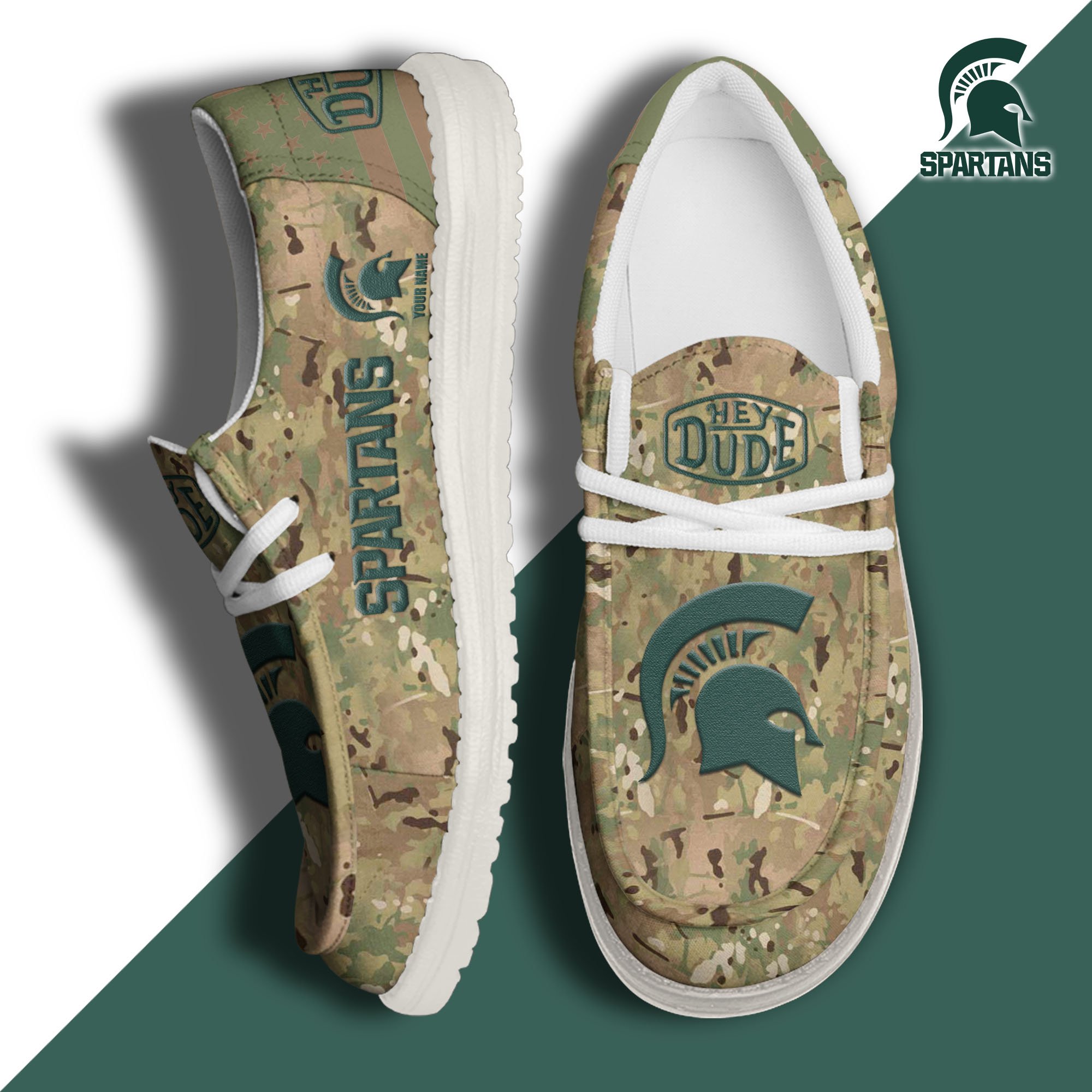 JWFancy Michigan State Spartans Hey Dude Shoes Wally Men's Lace Up Loafers Comfortable For Men And Women