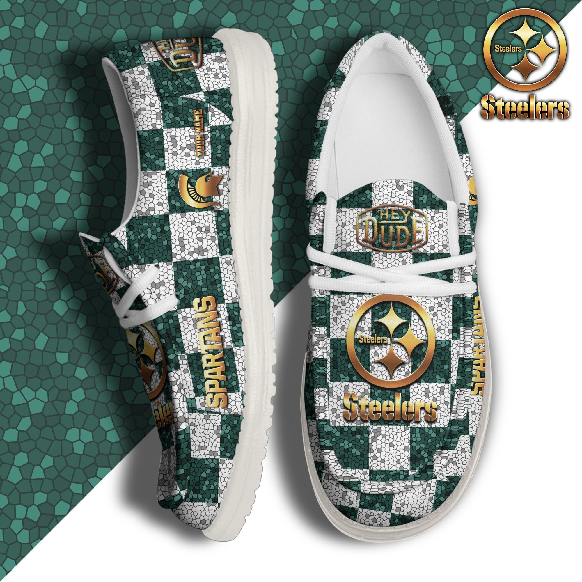 JWFancy Michigan State Spartans Hey Dude Shoes Wally Men's Lace Up Loafers Comfortable For Men And Women