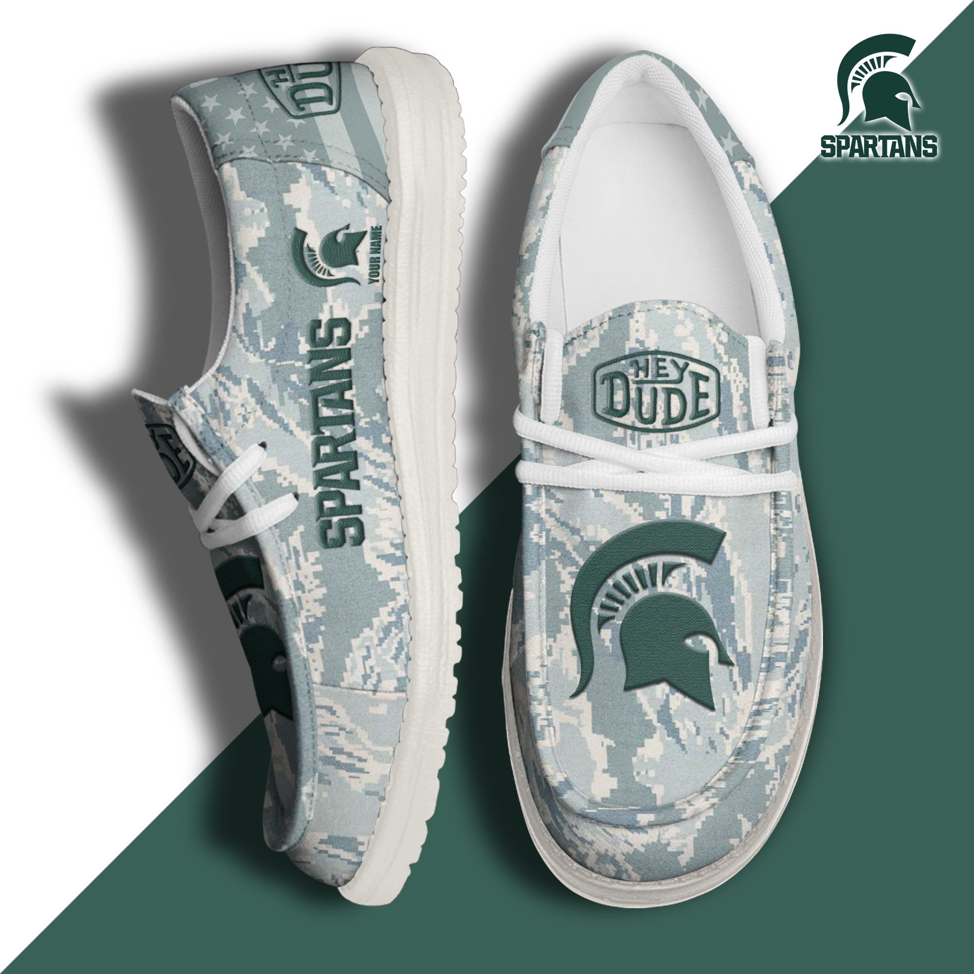 JWFancy Michigan State Spartans Hey Dude Shoes Wally Men's Lace Up Loafers Comfortable For Men And Women