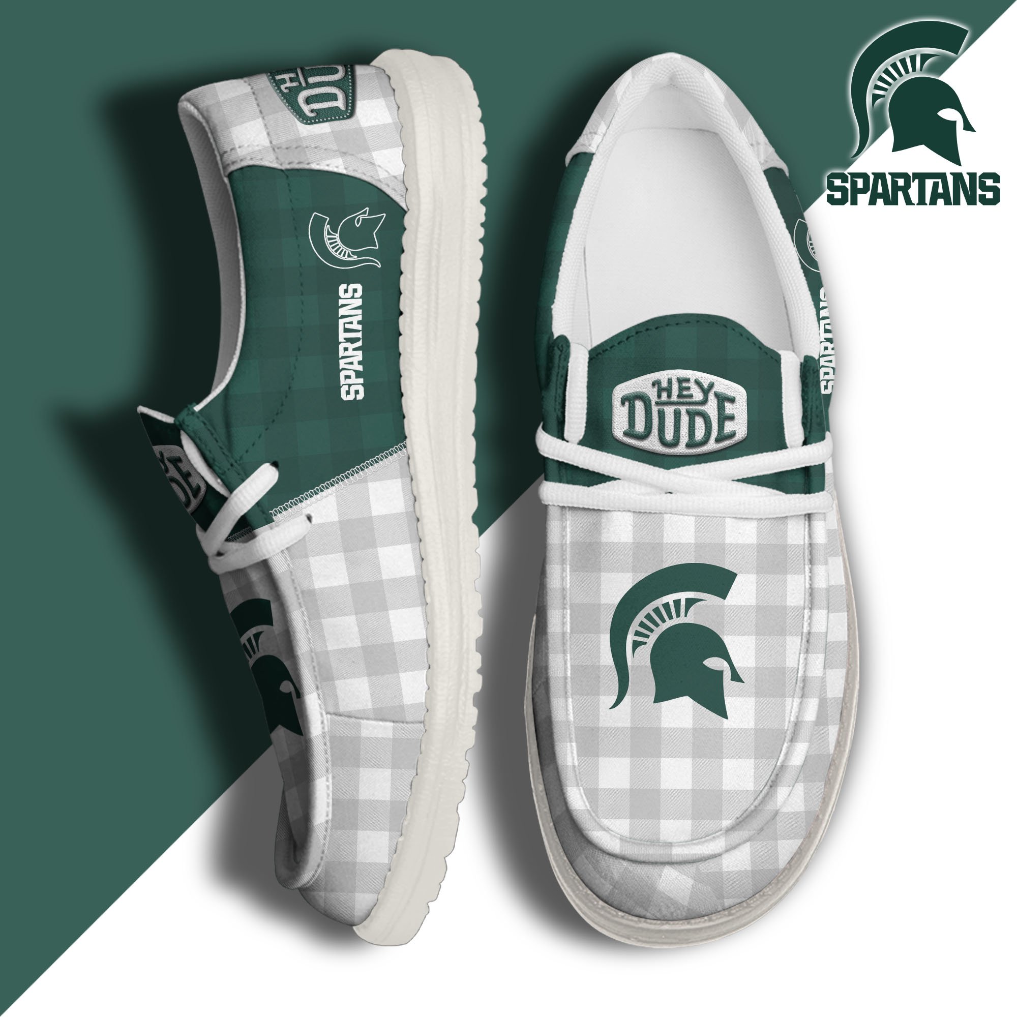 JWFancy Michigan State Spartans Hey Dude Shoes Wally Men's Lace Up Loafers Comfortable For Men And Women