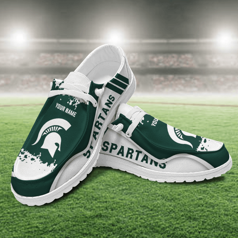 JWFancy Michigan State Spartans Hey Dude Shoes Wally Men's Lace Up Loafers Comfortable For Men And Women