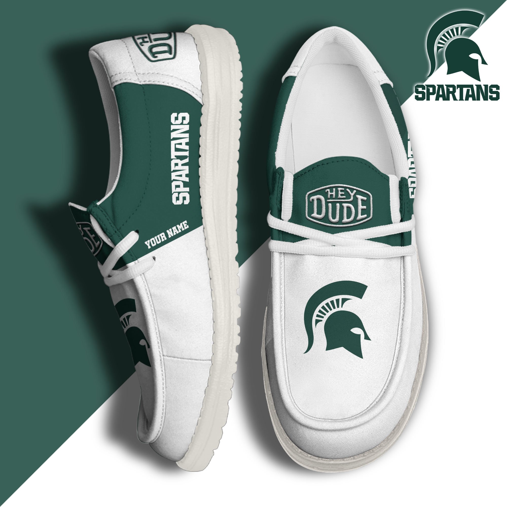JWFancy Michigan State Spartans Hey Dude Shoes Wally Men's Lace Up Loafers Comfortable For Men And Women