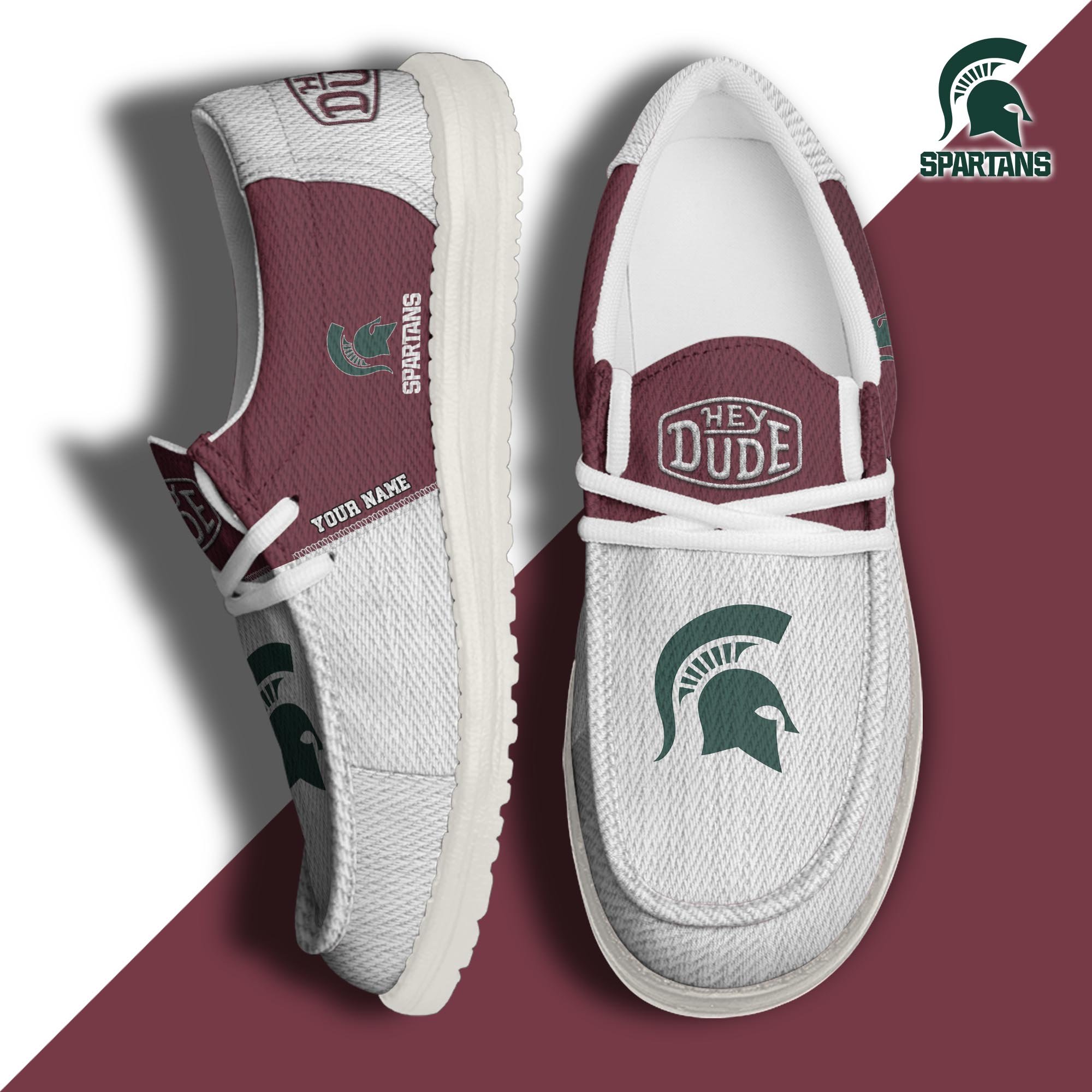 JWFancy Michigan State Spartans Hey Dude Shoes Wally Men's Lace Up Loafers Comfortable For Men And Women