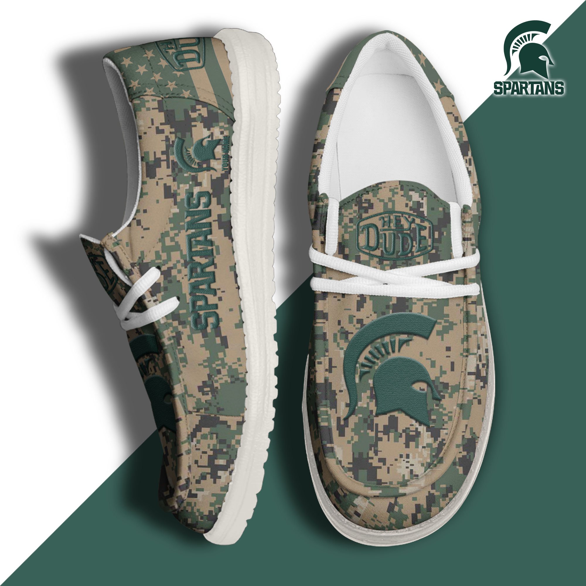 JWFancy Michigan State Spartans Hey Dude Shoes Wally Men's Lace Up Loafers Comfortable For Men And Women