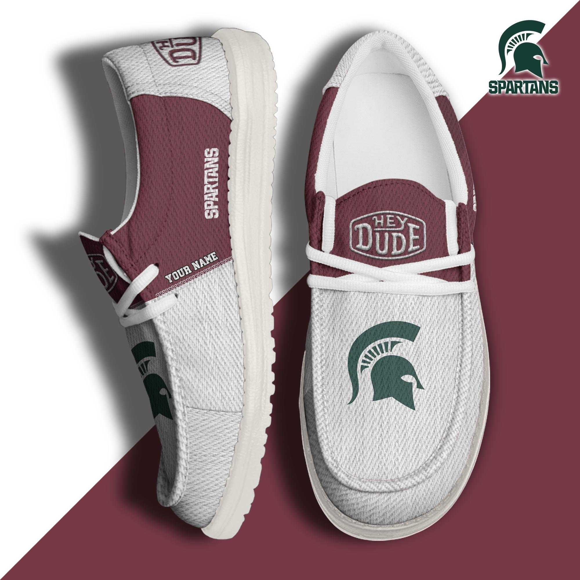 JWFancy Michigan State Spartans Hey Dude Shoes Wally Men's Lace Up Loafers Comfortable For Men And Women
