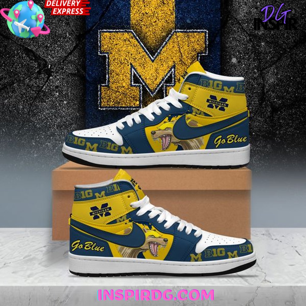 JWFancy Michigan Wolverines AJ1 High Sneakers Shoes For Men And Women