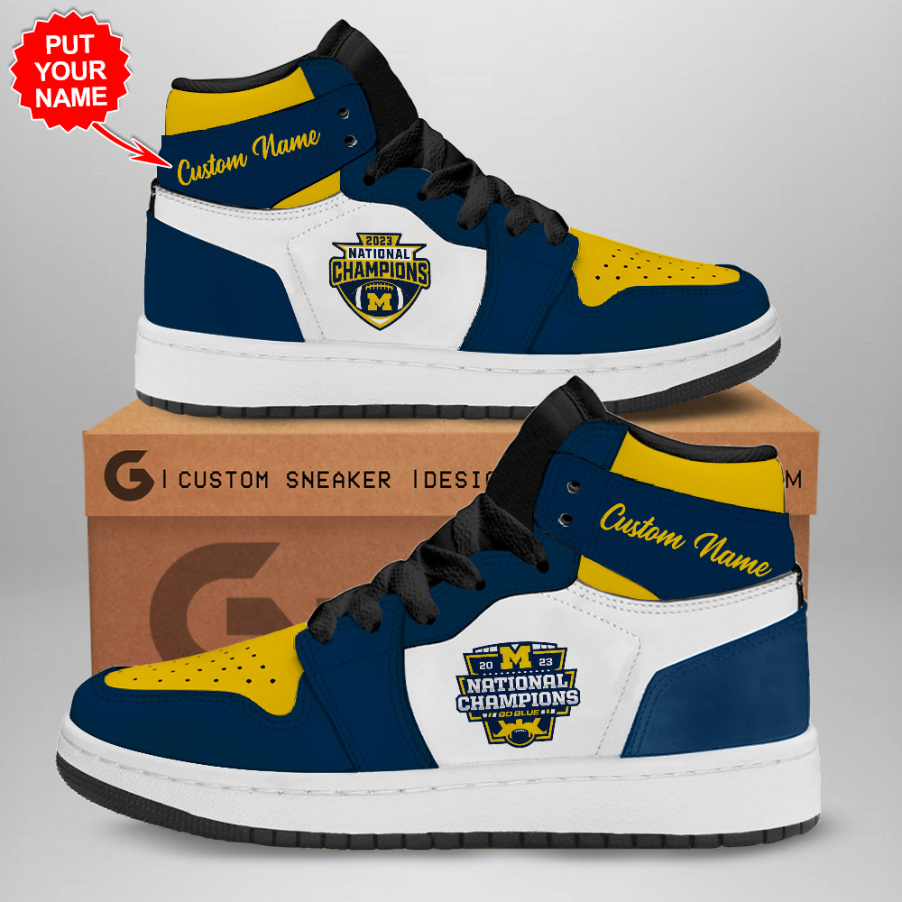 JWFancy Michigan Wolverines AJ1 High Sneakers Shoes For Men And Women