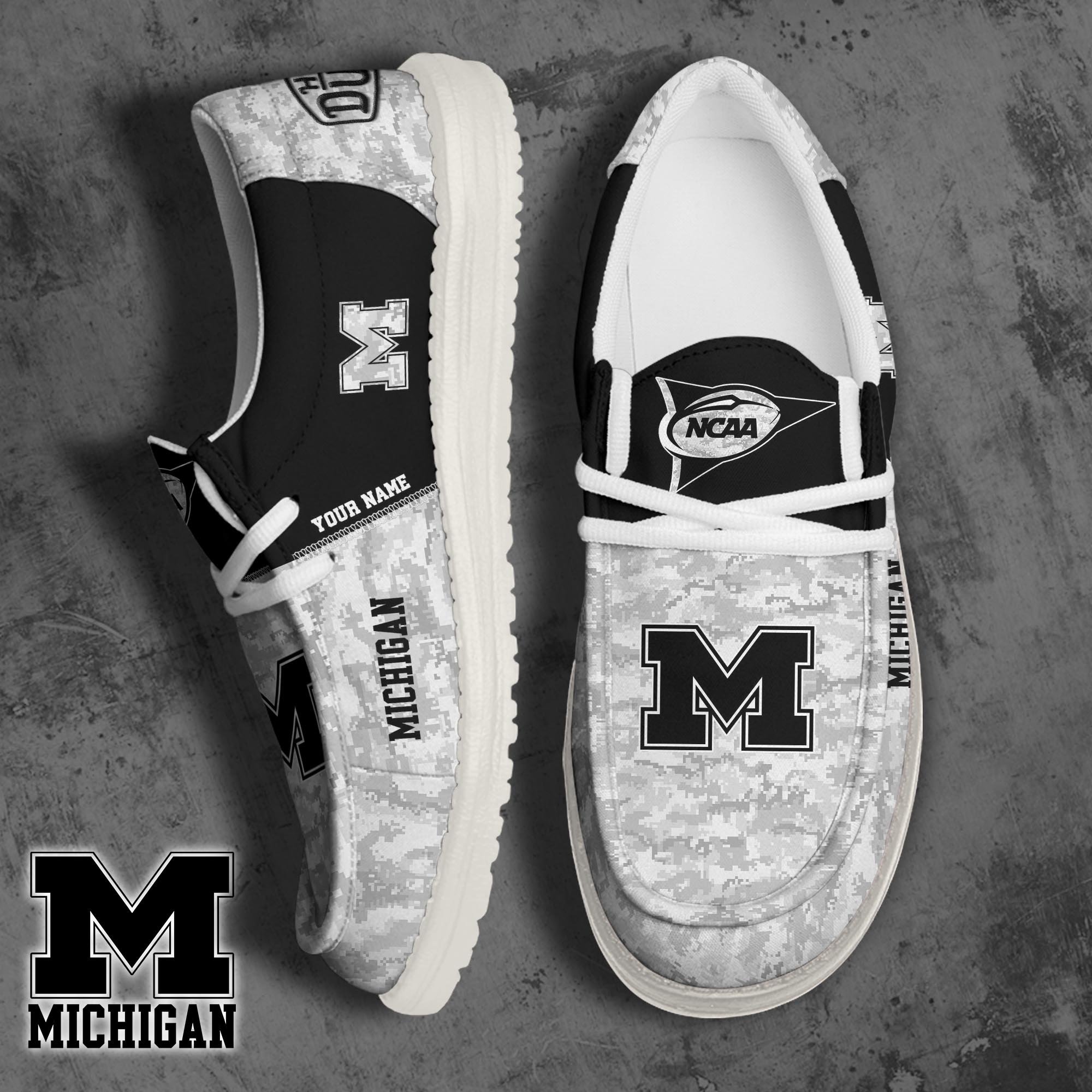 JWFancy Michigan Wolverines Hey Dude Shoes Wally Men's Lace Up Loafers Comfortable For Men And Women