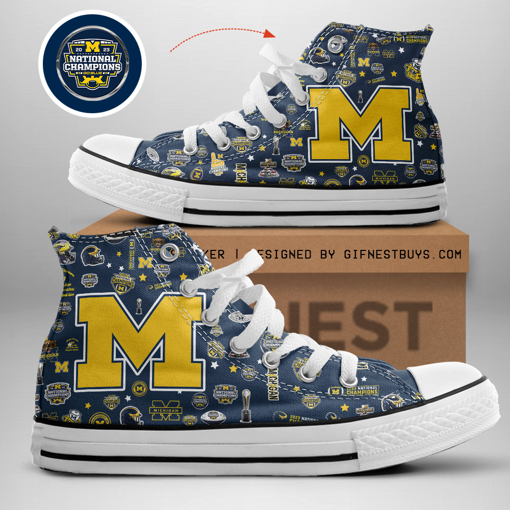 JWFancy Michigan Wolverines High Top Canvas Sneakers Shoes For Men And Women