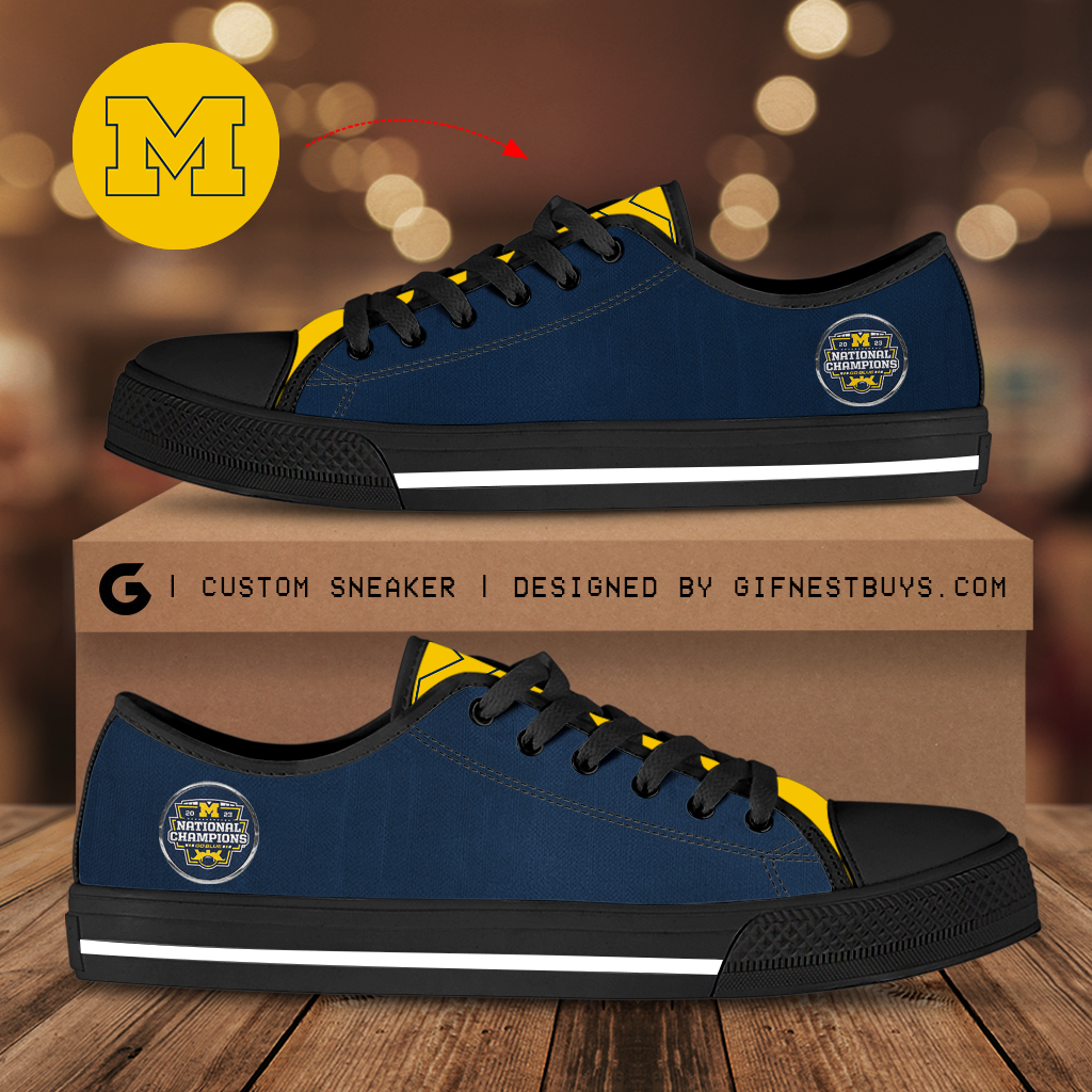 JWFancy Michigan Wolverines Low Top Canvas Sneakers Shoes For Men And Women