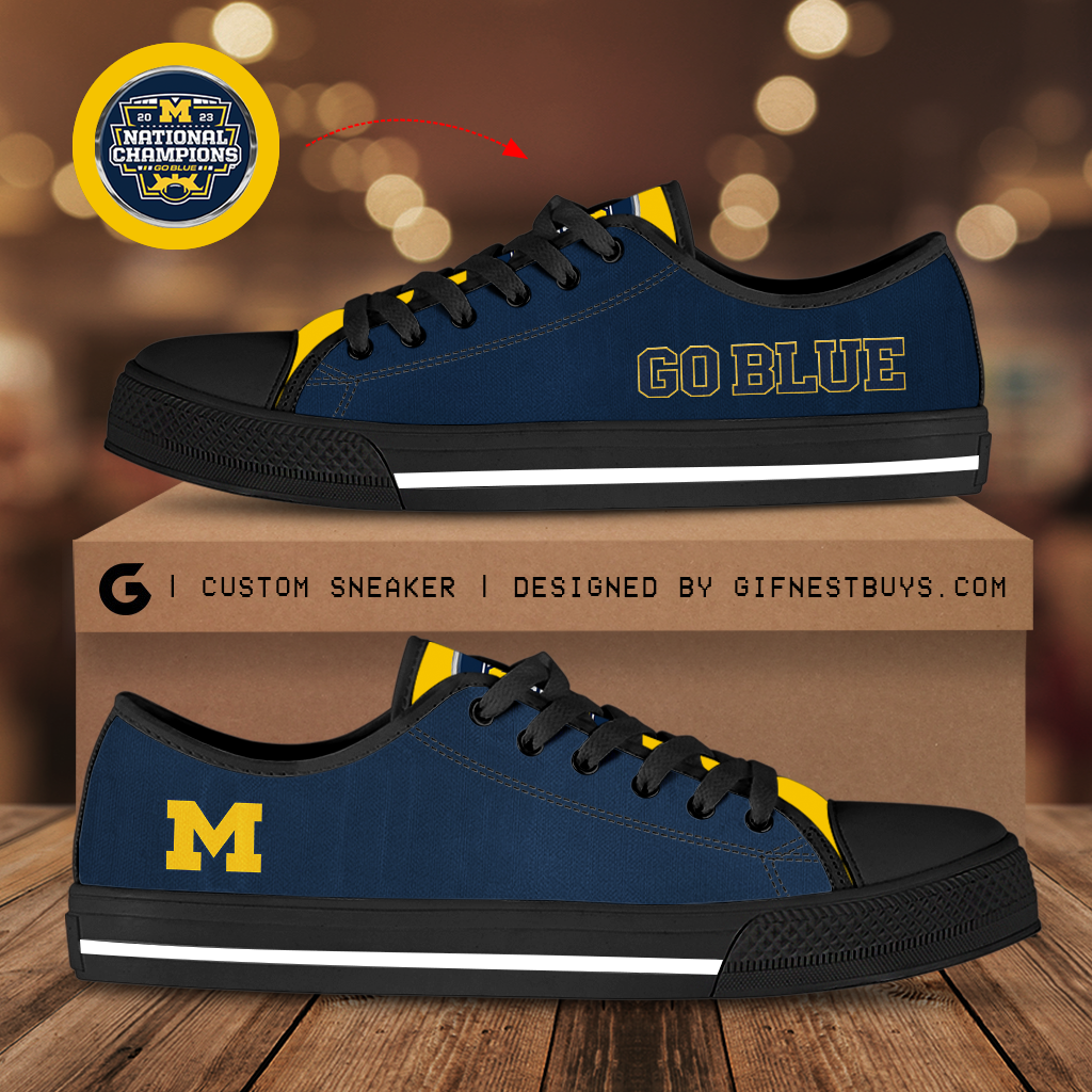 JWFancy Michigan Wolverines Low Top Canvas Sneakers Shoes For Men And Women