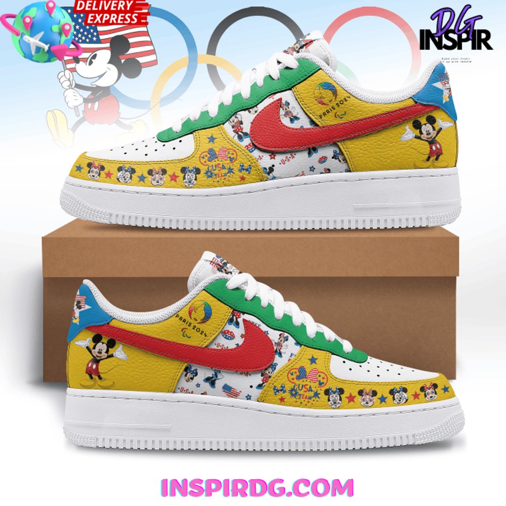 JWFancy Mickey Mouse USA Olympic Paris Air Low-Top Sneakers Shoes For Men And Women