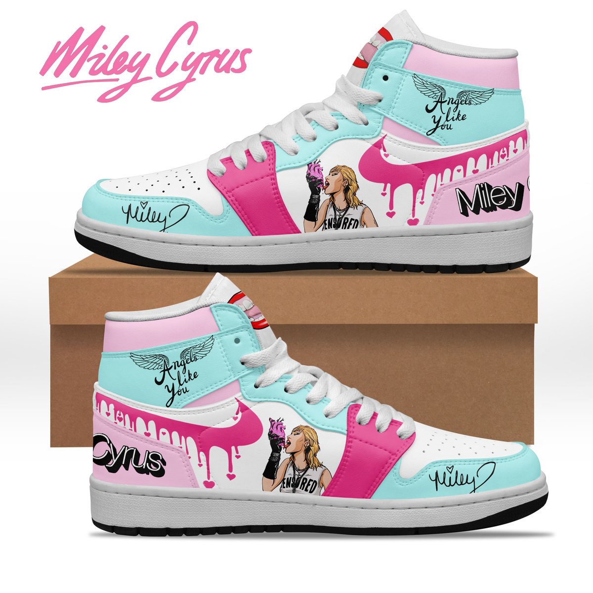 JWFancy Miley Cyrus AJ1 High Sneakers Shoes For Men And Women