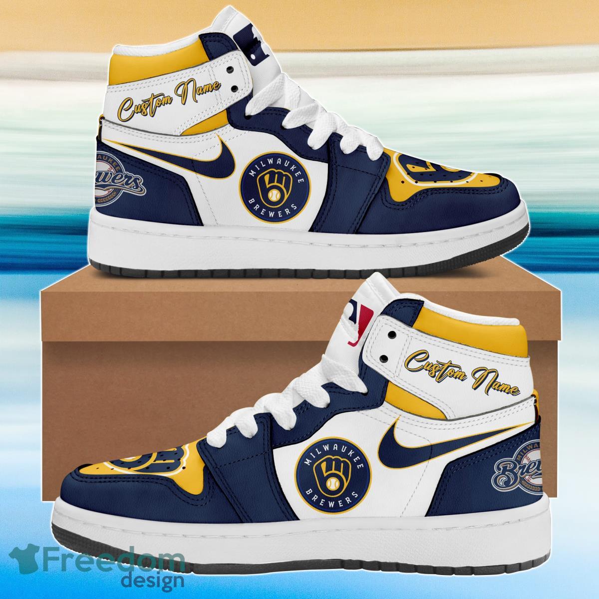 JWFancy Milwaukee Brewers AJ1 High Sneakers Shoes For Men And Women