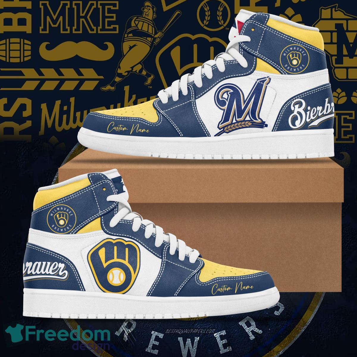 JWFancy Milwaukee Brewers AJ1 High Sneakers Shoes For Men And Women