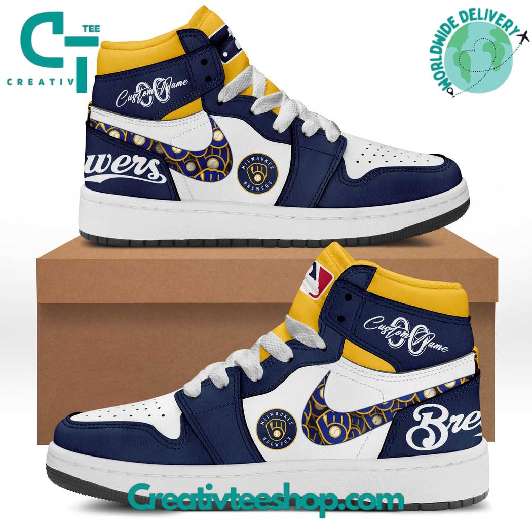 JWFancy Milwaukee Brewers AJ1 High Sneakers Shoes For Men And Women