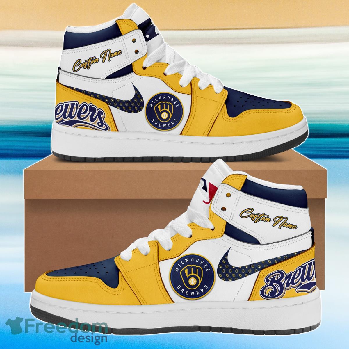 JWFancy Milwaukee Brewers AJ1 High Sneakers Shoes For Men And Women
