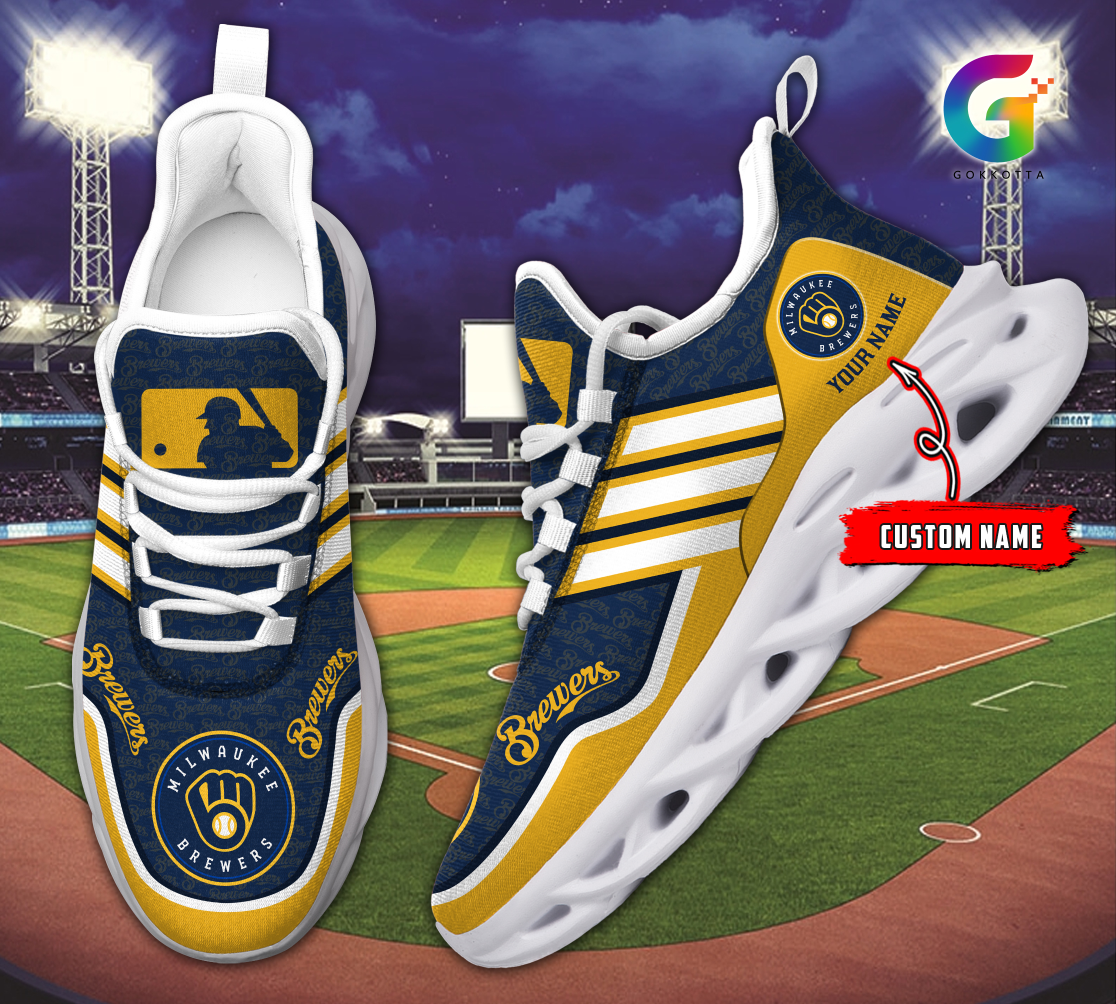 JWFancy Milwaukee Brewers MLB Max Soul Shoes Sneakers For Men And Women
