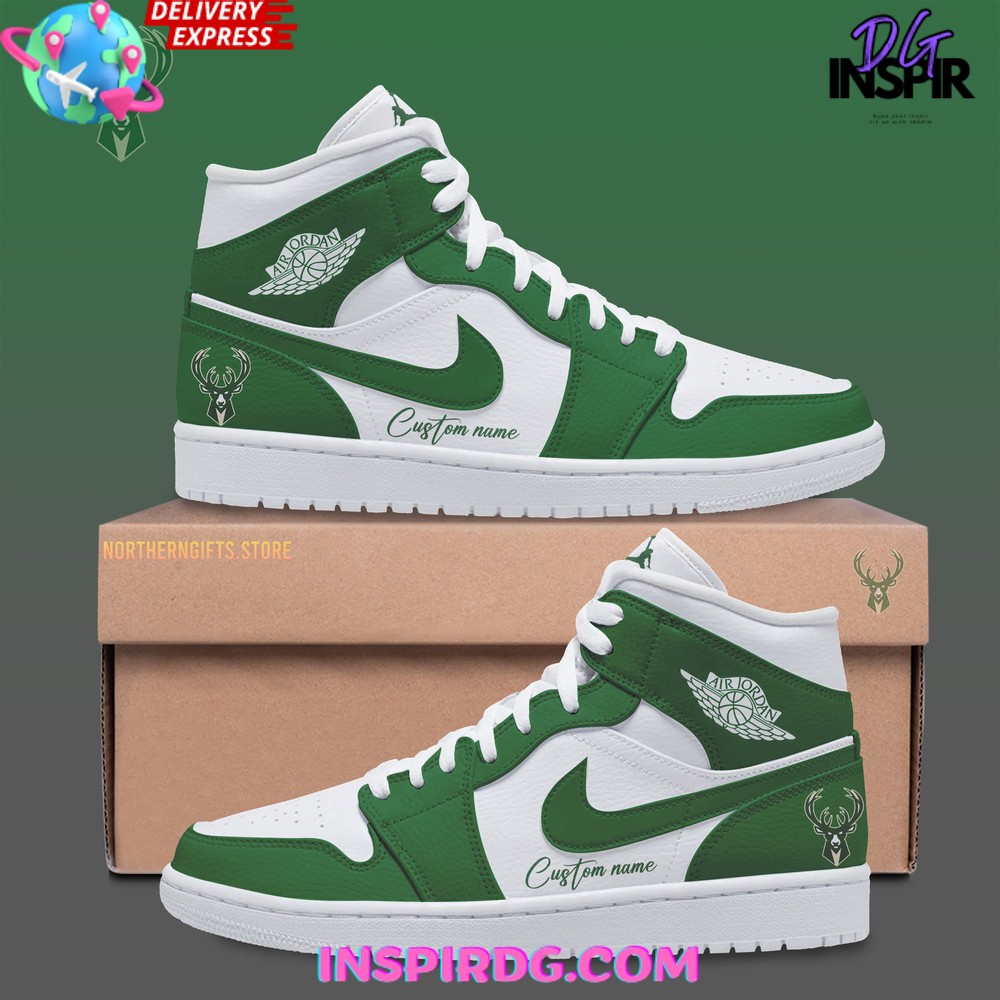 JWFancy Milwaukee Bucks AJ1 High Sneakers Shoes For Men And Women