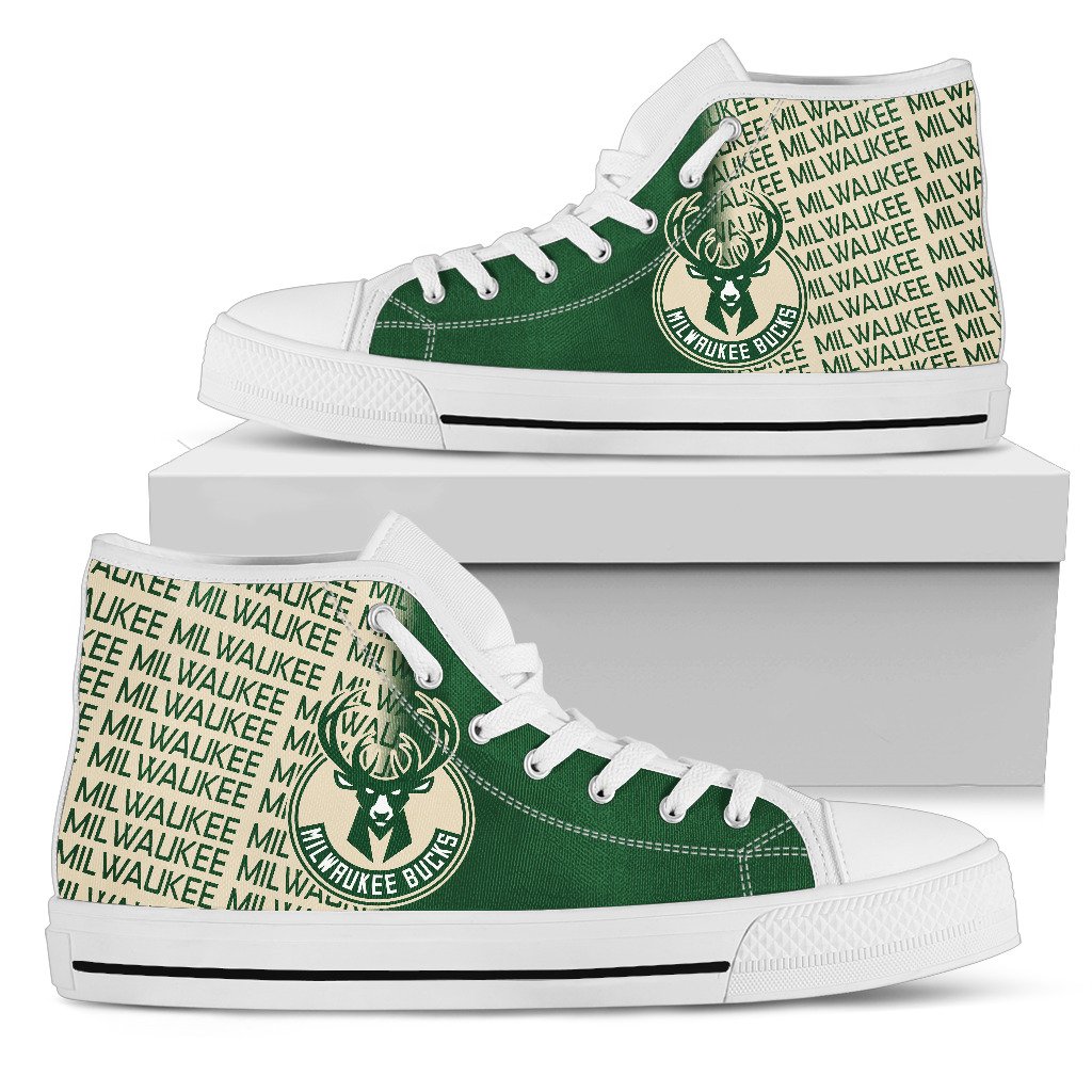 JWFancy Milwaukee Bucks High Top Canvas Sneakers Shoes For Men And Women