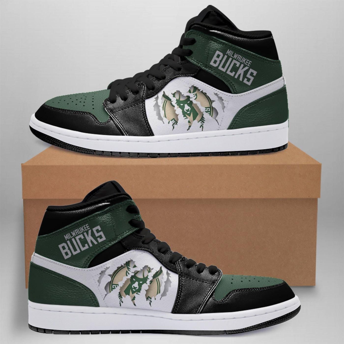 JWFancy Milwaukee Bucks NBA AJ1 High Sneakers Shoes For Men And Women