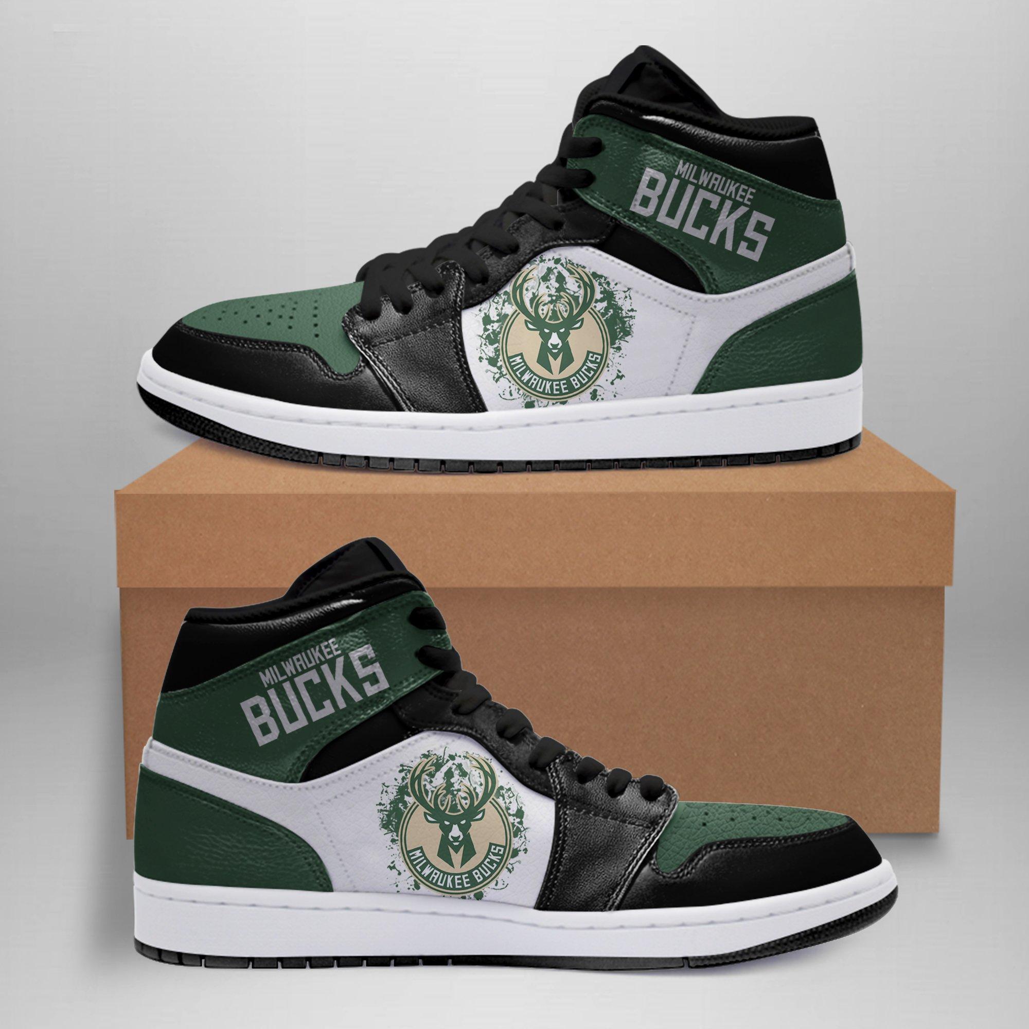 JWFancy Milwaukee Bucks NBA AJ1 High Sneakers Shoes For Men And Women