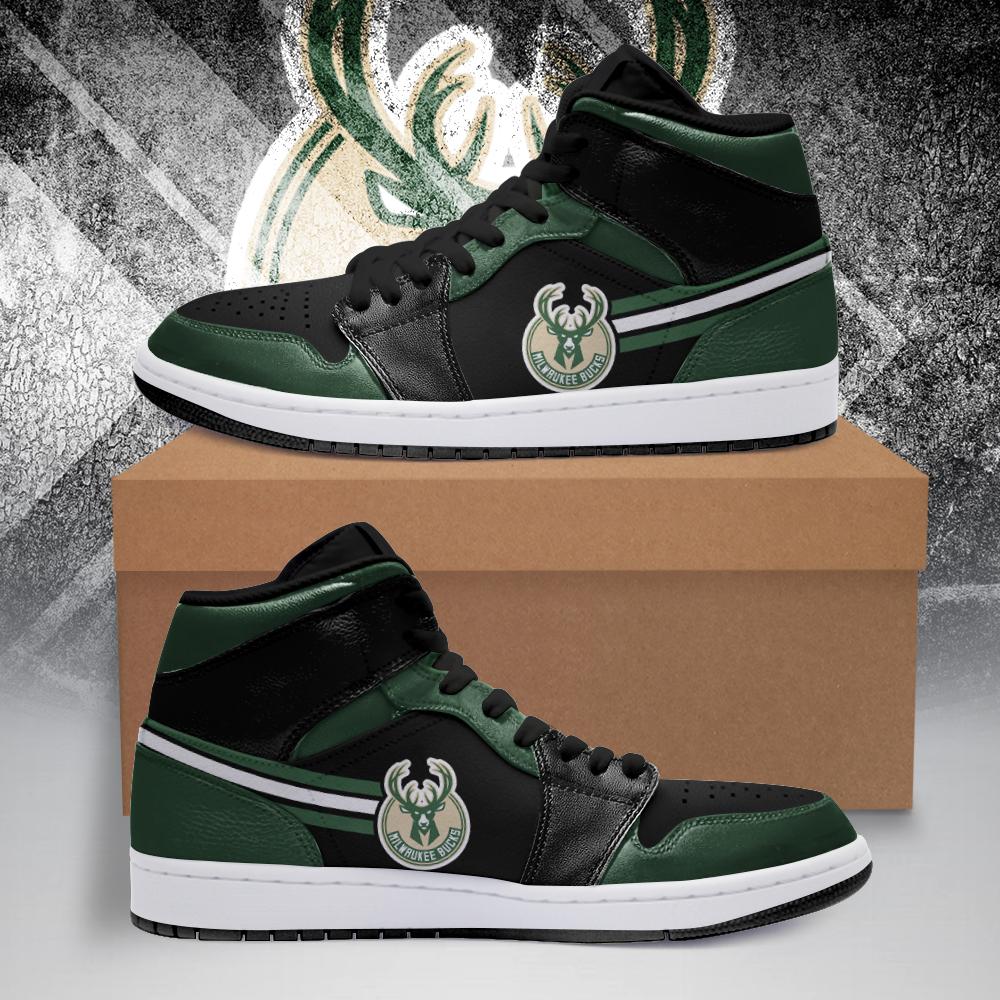 JWFancy Milwaukee Bucks NBA AJ1 High Sneakers Shoes For Men And Women